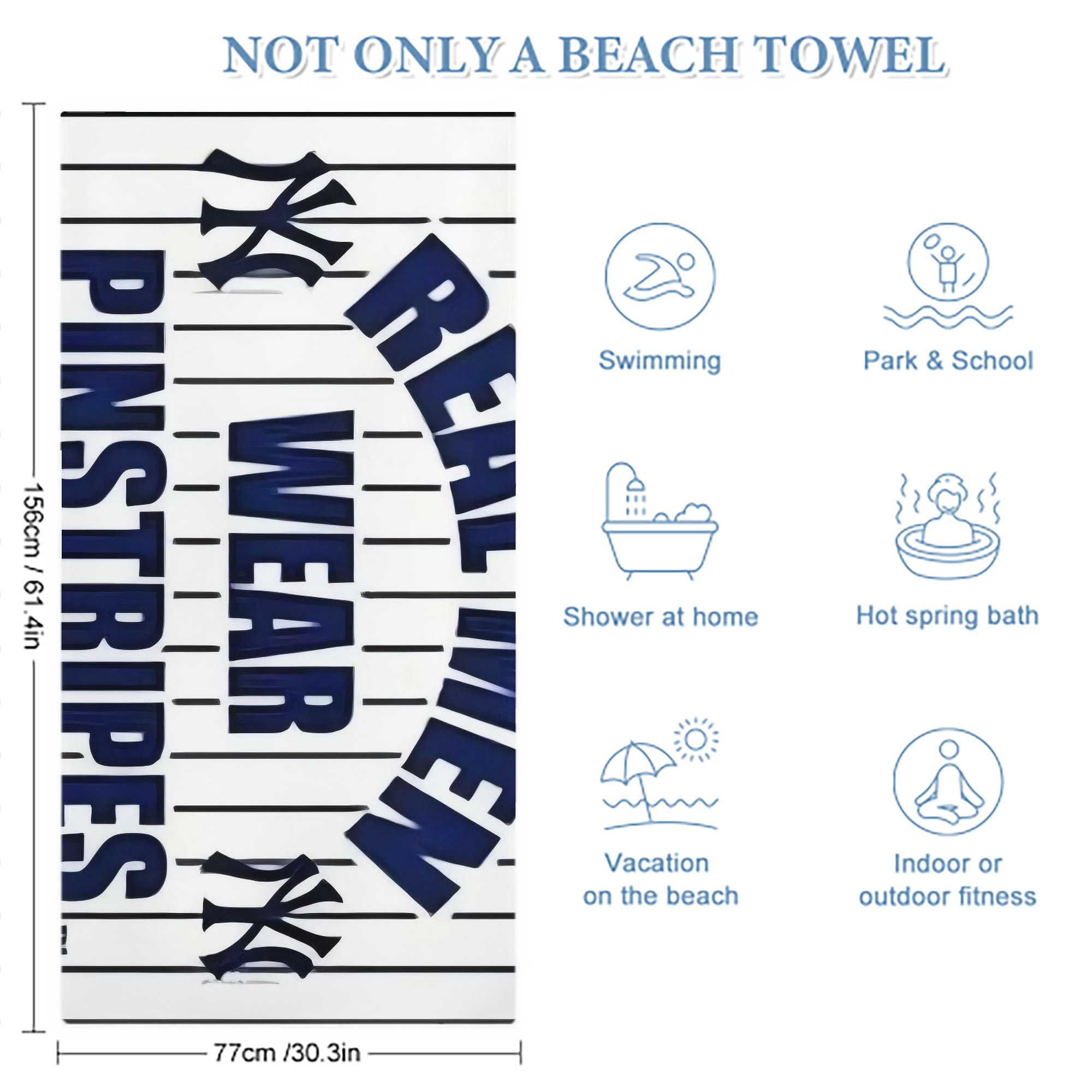 New York Yankees 262 Premium Microfiber Beach Towel – Soft, Large Size, Multi-Purpose For Beach, Picnic & Kids, Lightweight & Portable With Carry Bag, Easy Care