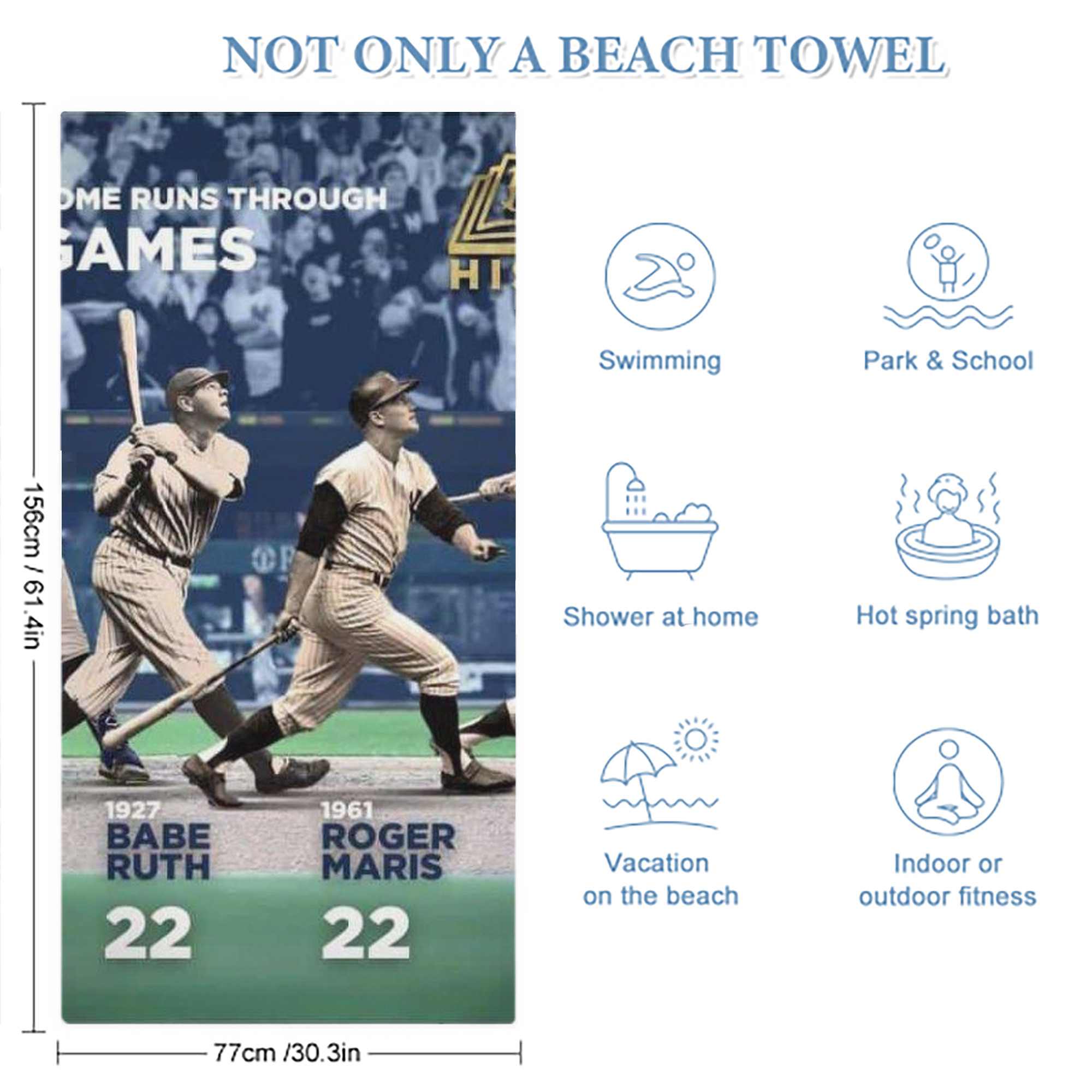 New York Yankees 315 Premium Microfiber Beach Towel – Soft, Large Size, Multi-Purpose For Beach, Picnic & Kids, Lightweight & Portable With Carry Bag, Easy Care