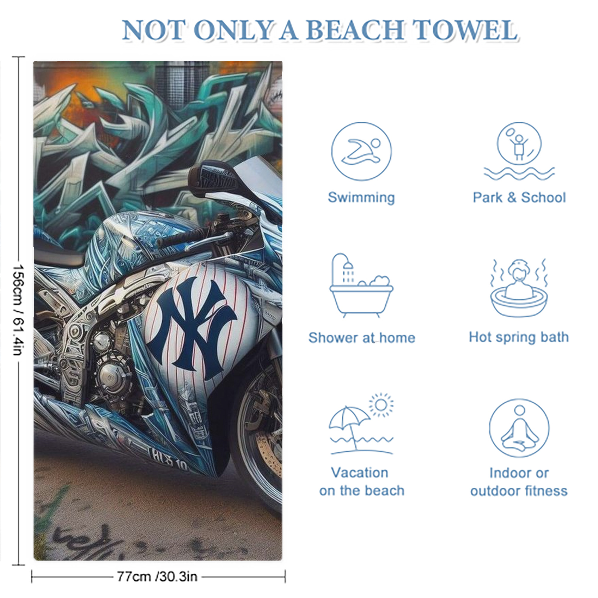 New York Yankees 343 Premium Microfiber Beach Towel – Soft, Large Size, Multi-Purpose For Beach, Picnic & Kids, Lightweight & Portable With Carry Bag, Easy Care