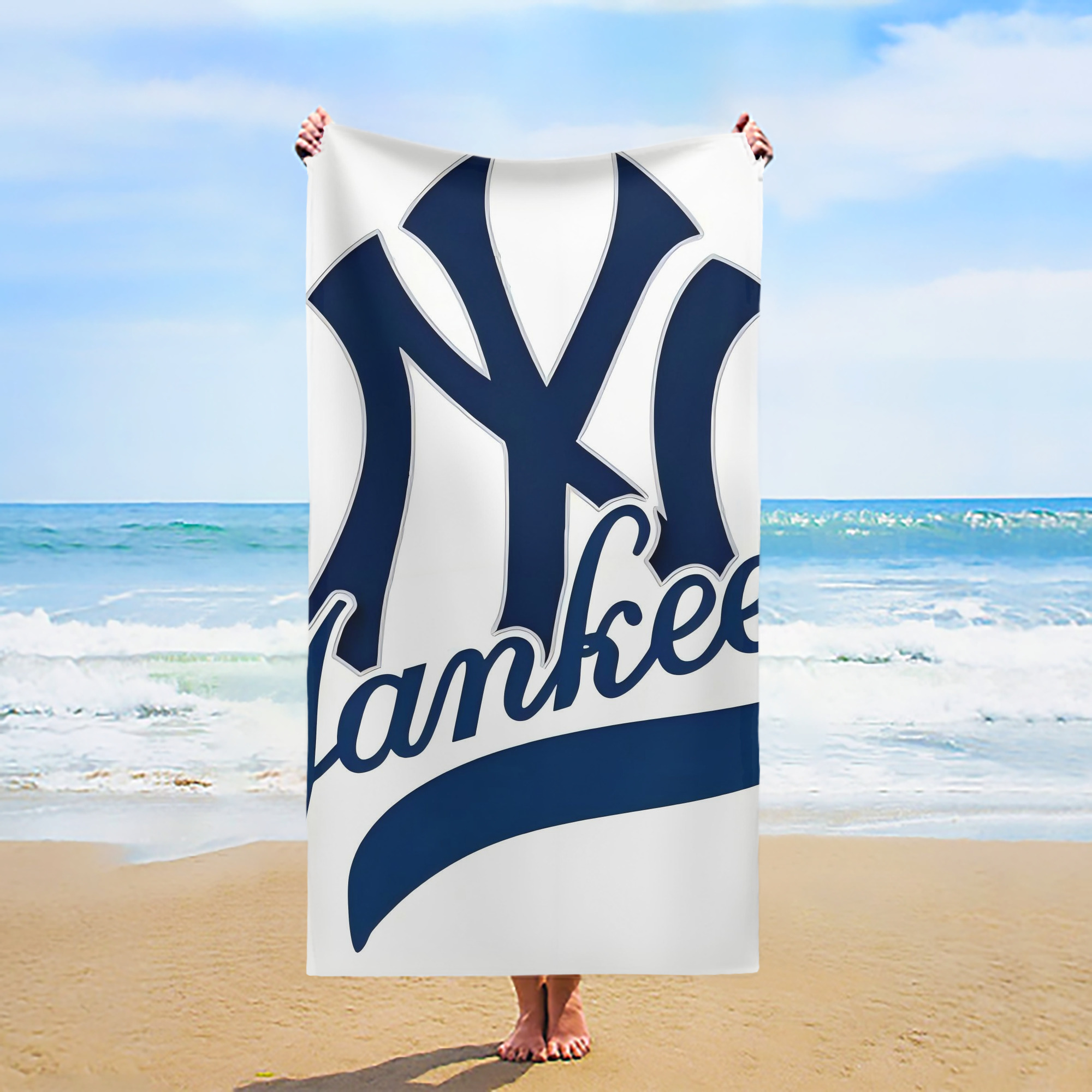 New York Yankees 116 Premium Microfiber Beach Towel – Soft, Large Size, Multi-Purpose For Beach, Picnic & Kids, Lightweight & Portable With Carry Bag, Easy Care