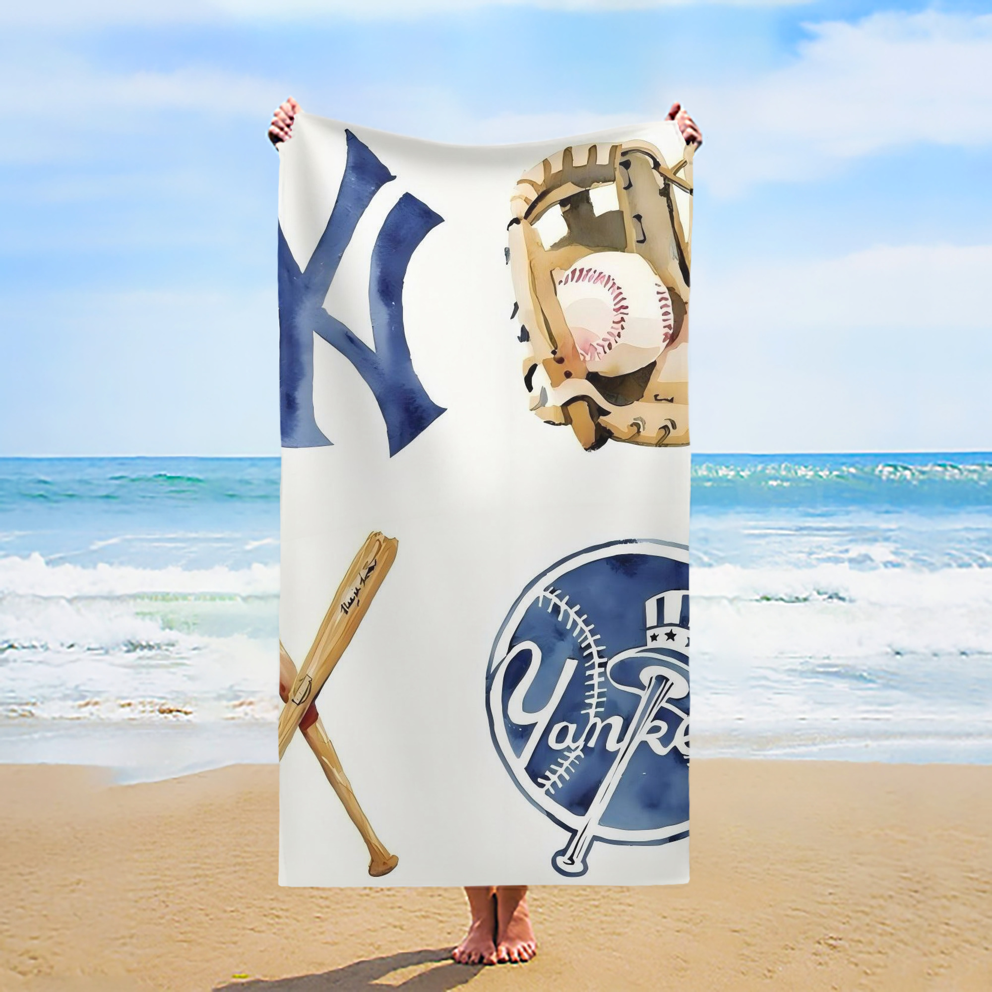 New York Yankees 119 Premium Microfiber Beach Towel – Soft, Large Size, Multi-Purpose For Beach, Picnic & Kids, Lightweight & Portable With Carry Bag, Easy Care