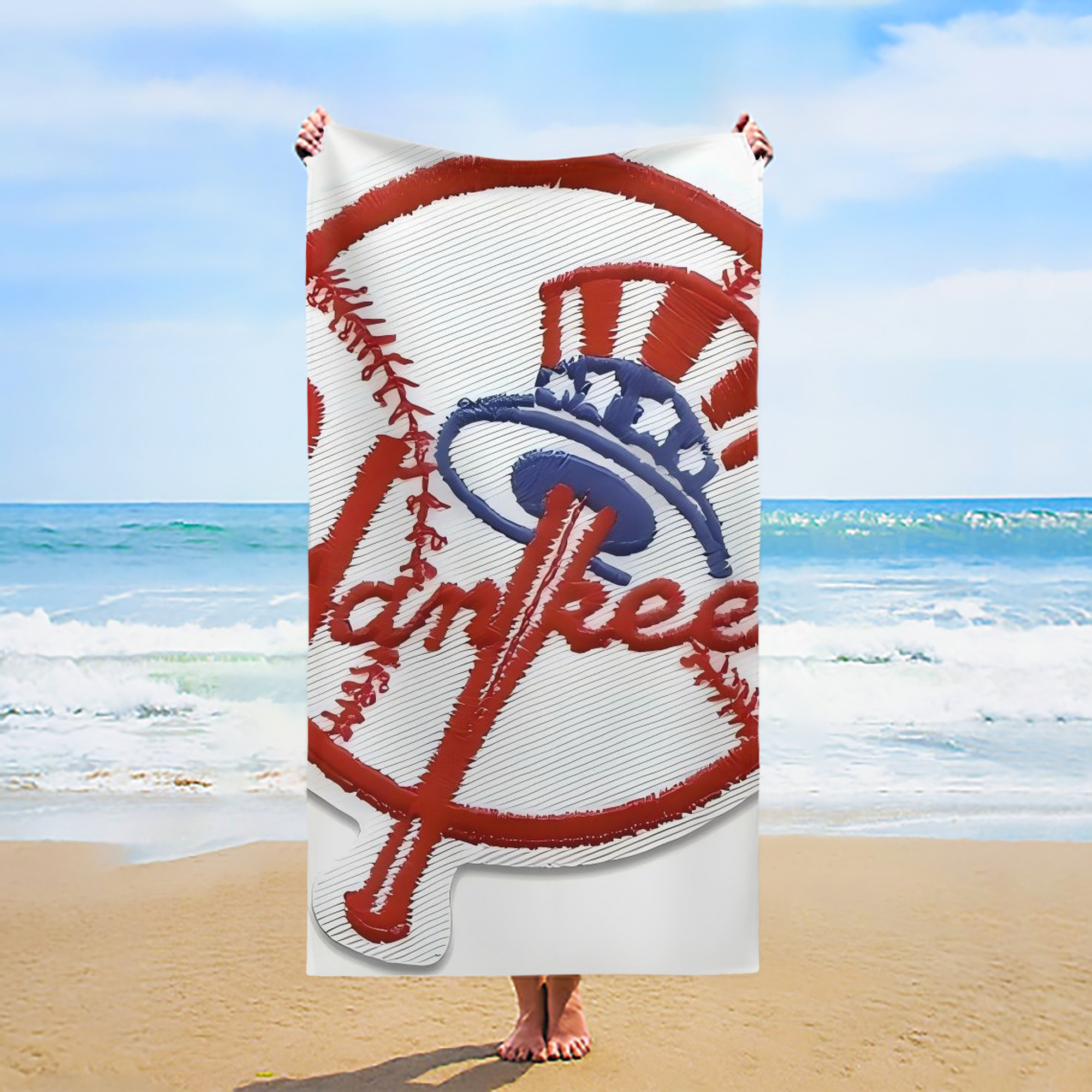 New York Yankees 123 Premium Microfiber Beach Towel – Soft, Large Size, Multi-Purpose For Beach, Picnic & Kids, Lightweight & Portable With Carry Bag, Easy Care
