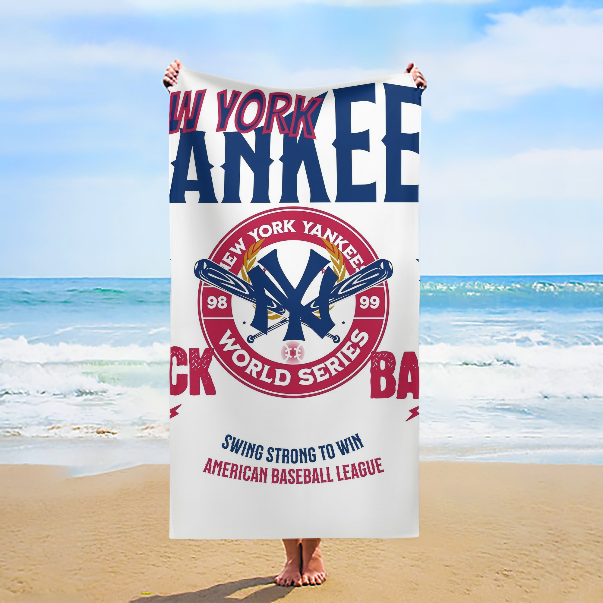 New York Yankees 179 Premium Microfiber Beach Towel – Soft, Large Size, Multi-Purpose For Beach, Picnic & Kids, Lightweight & Portable With Carry Bag, Easy Care