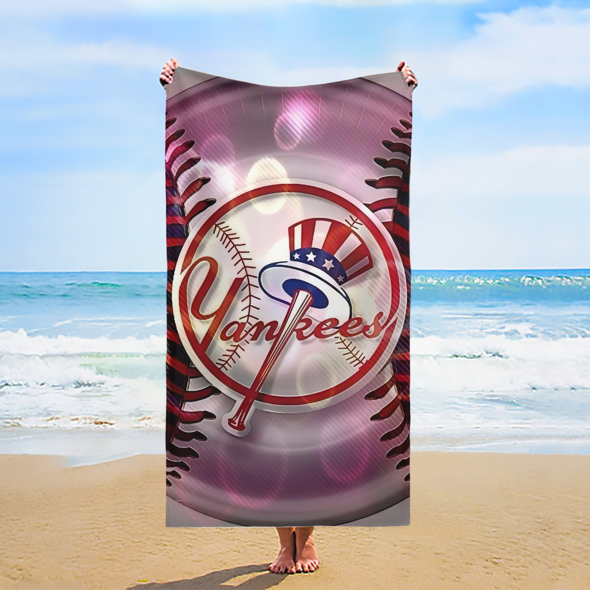 New York Yankees 244 Premium Microfiber Beach Towel – Soft, Large Size, Multi-Purpose For Beach, Picnic & Kids, Lightweight & Portable With Carry Bag, Easy Care