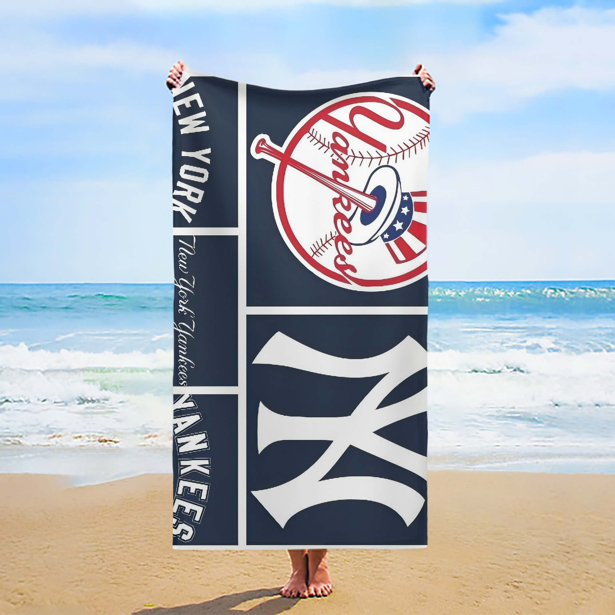 New York Yankees 247 Premium Microfiber Beach Towel – Soft, Large Size, Multi-Purpose For Beach, Picnic & Kids, Lightweight & Portable With Carry Bag, Easy Care