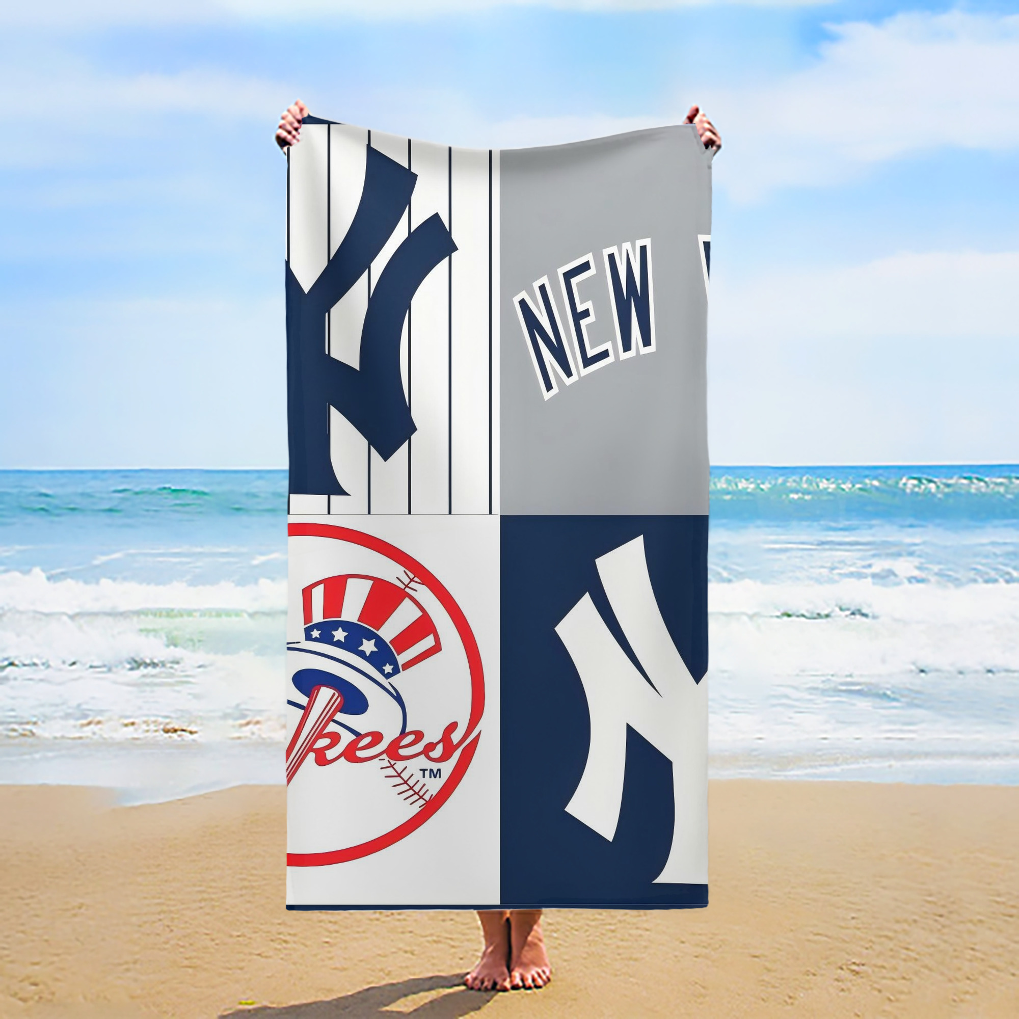 New York Yankees 238 Premium Microfiber Beach Towel – Soft, Large Size, Multi-Purpose For Beach, Picnic & Kids, Lightweight & Portable With Carry Bag, Easy Care
