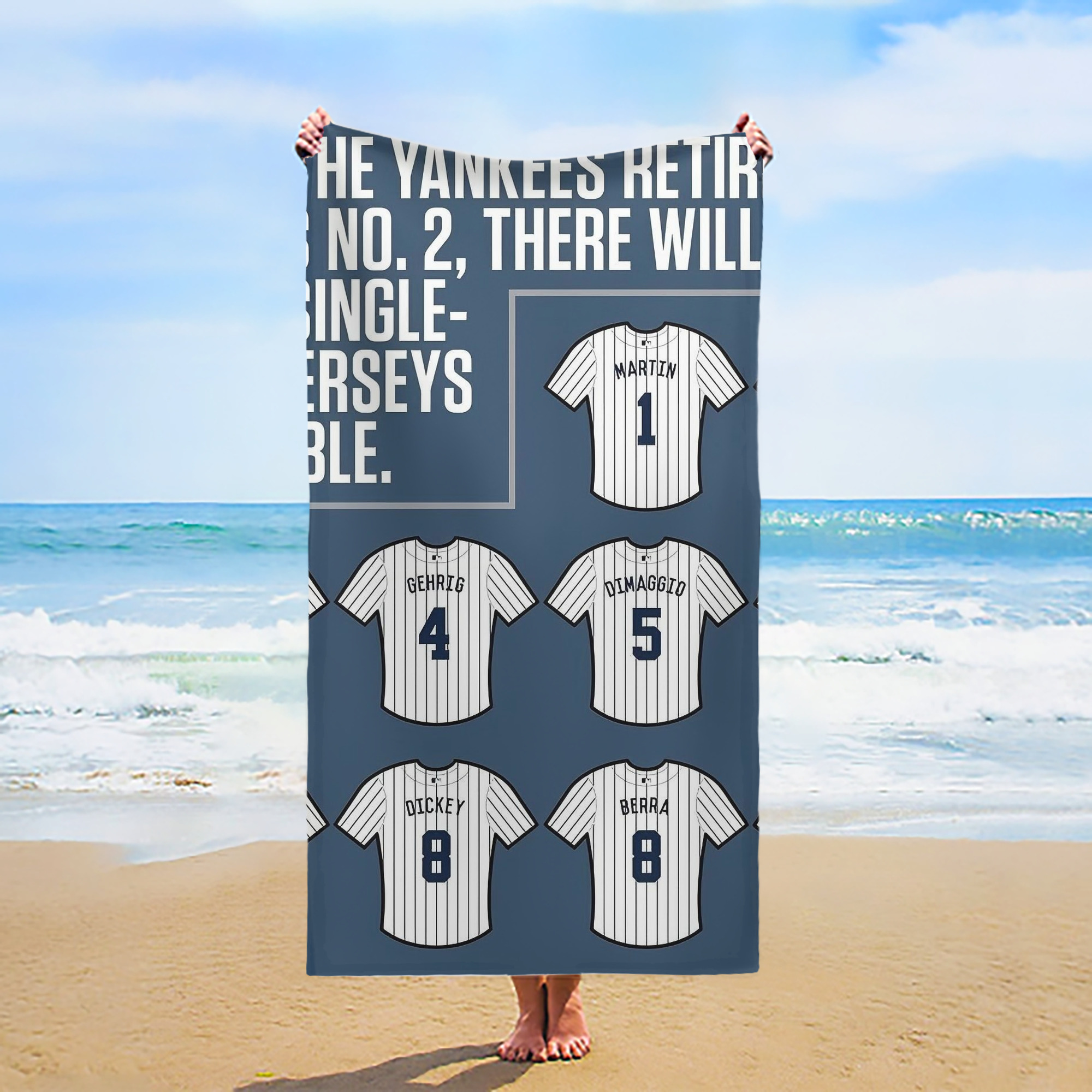 New York Yankees Retire Single Number Premium Microfiber Beach Towel – Soft, Large Size, Multi-Purpose For Beach, Picnic & Kids, Lightweight & Portable With Carry Bag, Easy Care