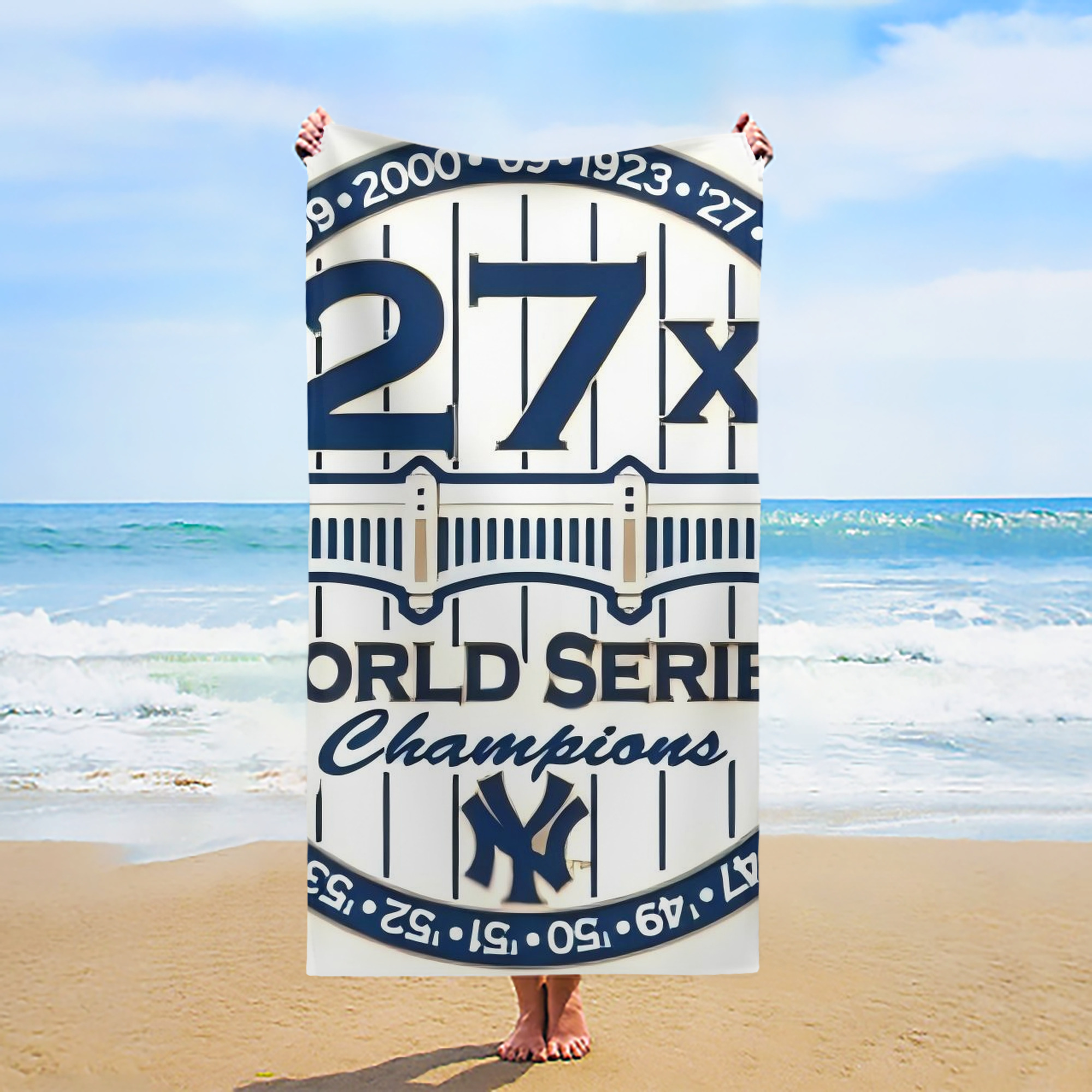 New York Yankees 263 Premium Microfiber Beach Towel – Soft, Large Size, Multi-Purpose For Beach, Picnic & Kids, Lightweight & Portable With Carry Bag, Easy Care