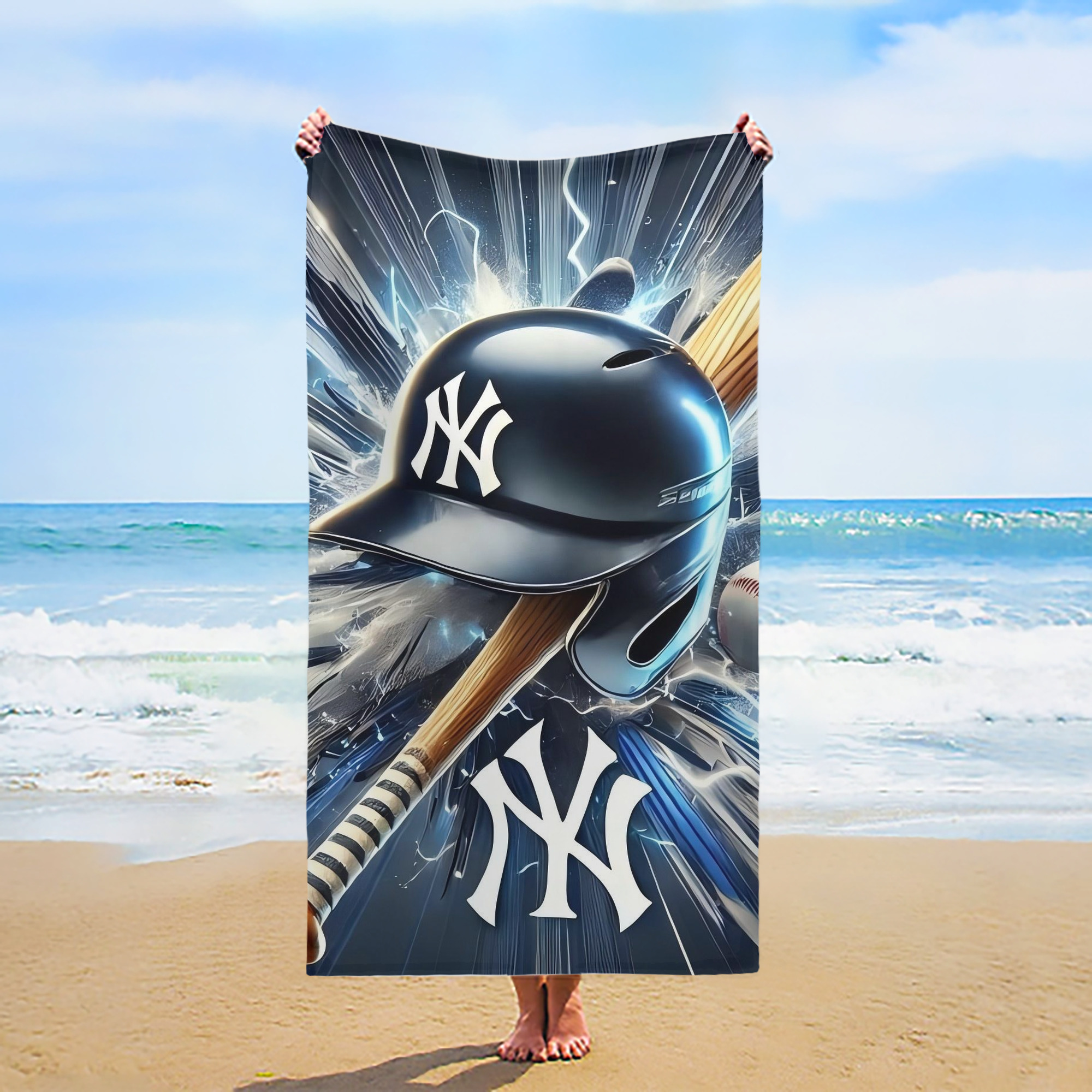 New York Yankees 264 Premium Microfiber Beach Towel – Soft, Large Size, Multi-Purpose For Beach, Picnic & Kids, Lightweight & Portable With Carry Bag, Easy Care