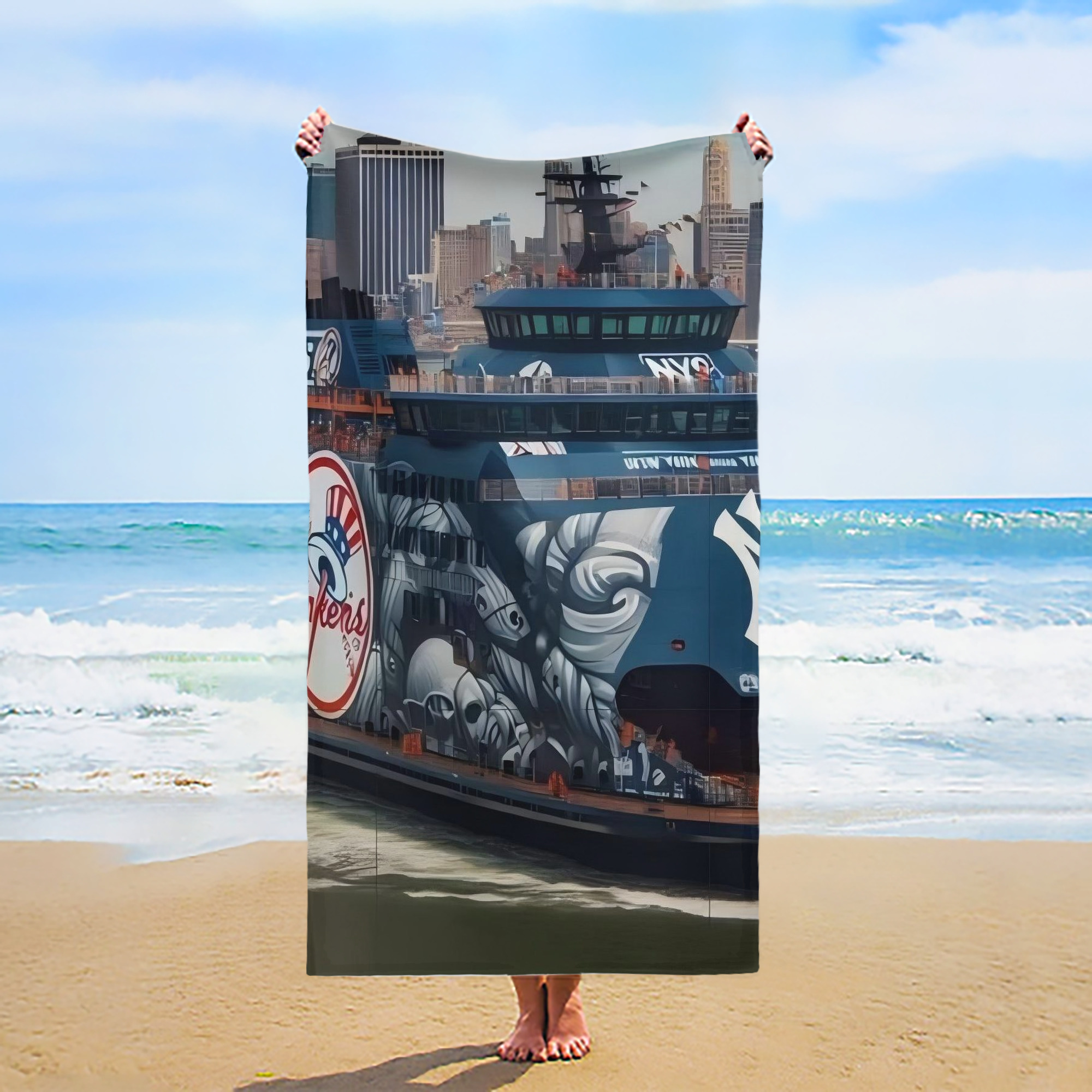 New York Yankees 299 Premium Microfiber Beach Towel – Soft, Large Size, Multi-Purpose For Beach, Picnic & Kids, Lightweight & Portable With Carry Bag, Easy Care