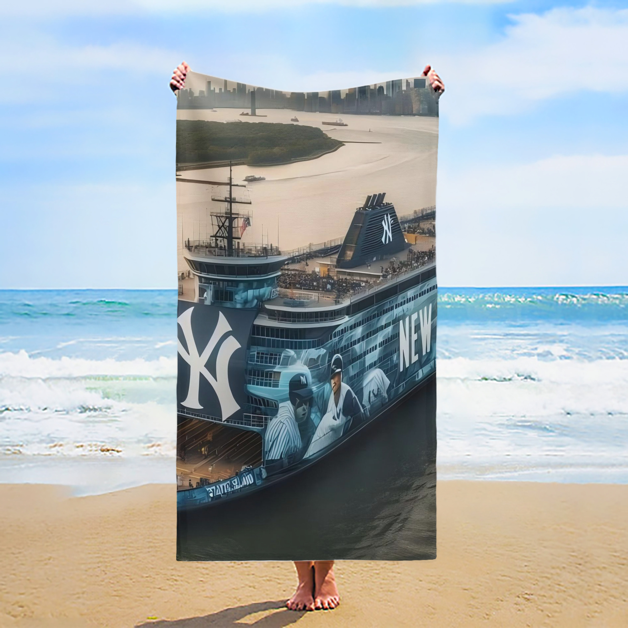 New York Yankees 306 Premium Microfiber Beach Towel – Soft, Large Size, Multi-Purpose For Beach, Picnic & Kids, Lightweight & Portable With Carry Bag, Easy Care