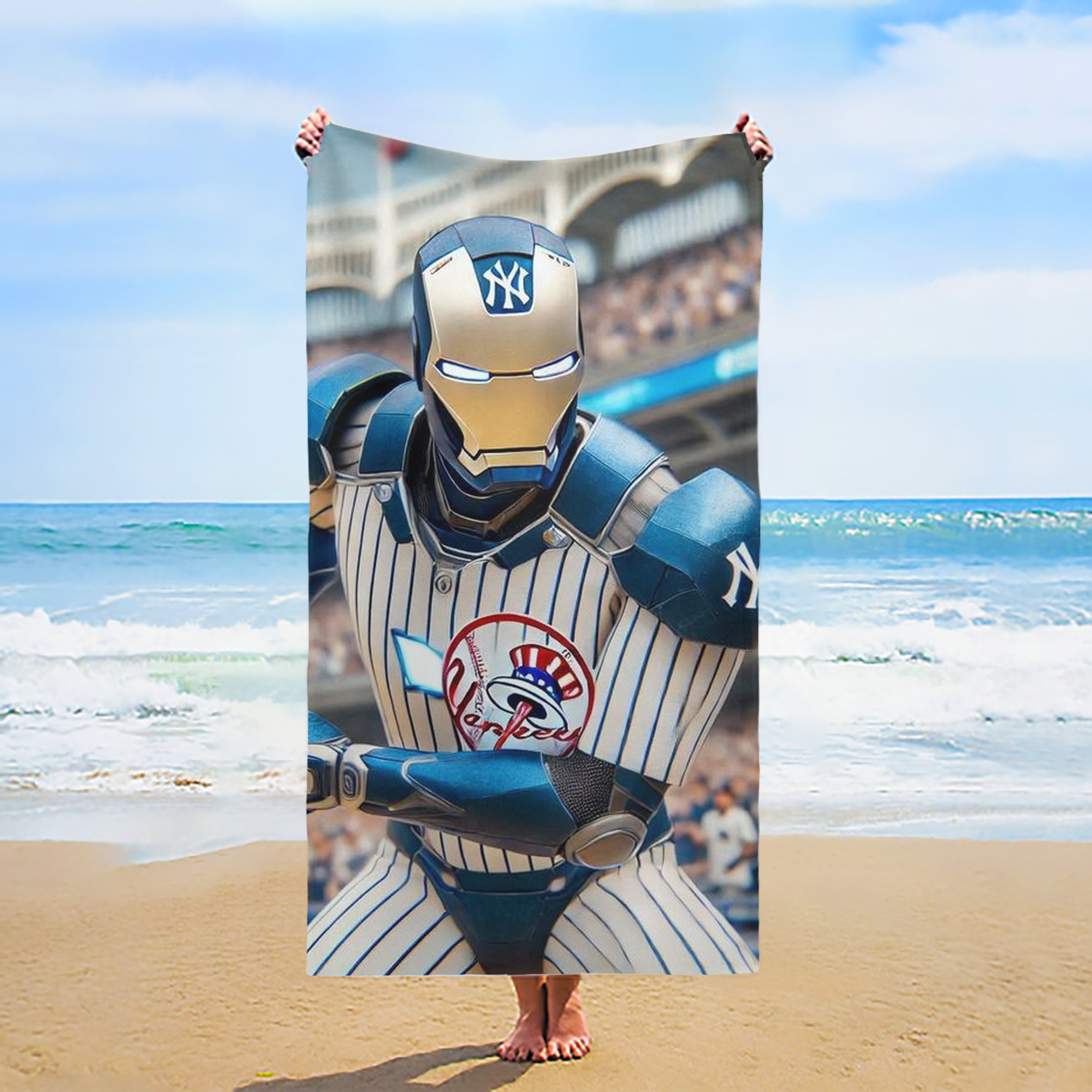 New York Yankees Iron Man Premium Microfiber Beach Towel – Soft, Large Size, Multi-Purpose For Beach, Picnic & Kids, Lightweight & Portable With Carry Bag, Easy Care