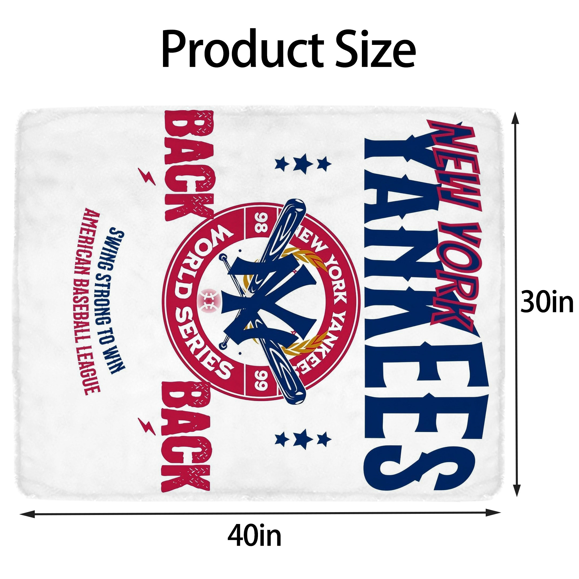 New York Yankees 179 Soft Plush Fleece Blanket 30x40 Inch - 300GSM Flannel, Ultra Soft & Warm, Lightweight & Durable, Perfect For Kids, Adults, Couch, Bed, Camping, Travel, Gift For Family & Friends