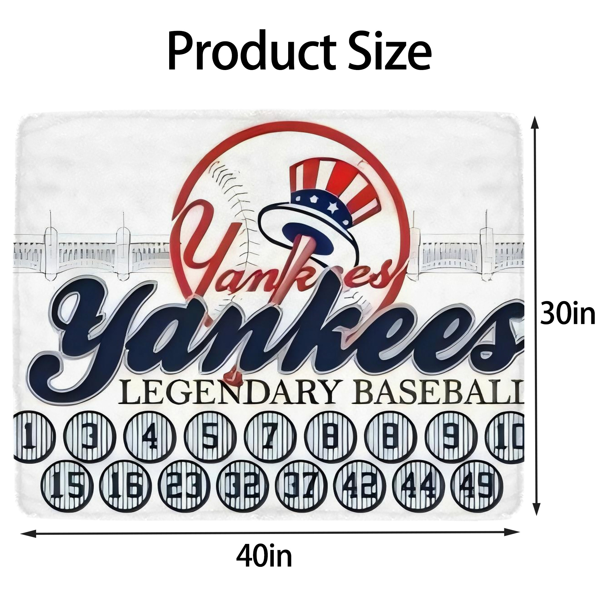 New York Yankees 232 Soft Plush Fleece Blanket 30x40 Inch - 300GSM Flannel, Ultra Soft & Warm, Lightweight & Durable, Perfect For Kids, Adults, Couch, Bed, Camping, Travel, Gift For Family & Friends