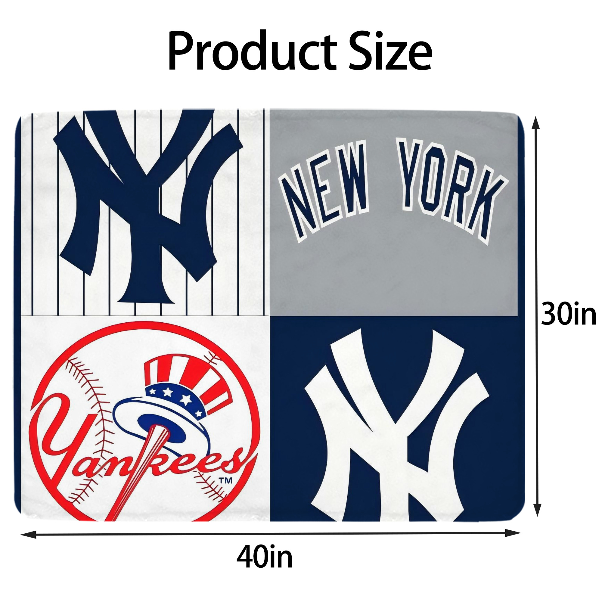 New York Yankees 238 Soft Plush Fleece Blanket 30x40 Inch - 300GSM Flannel, Ultra Soft & Warm, Lightweight & Durable, Perfect For Kids, Adults, Couch, Bed, Camping, Travel, Gift For Family & Friends