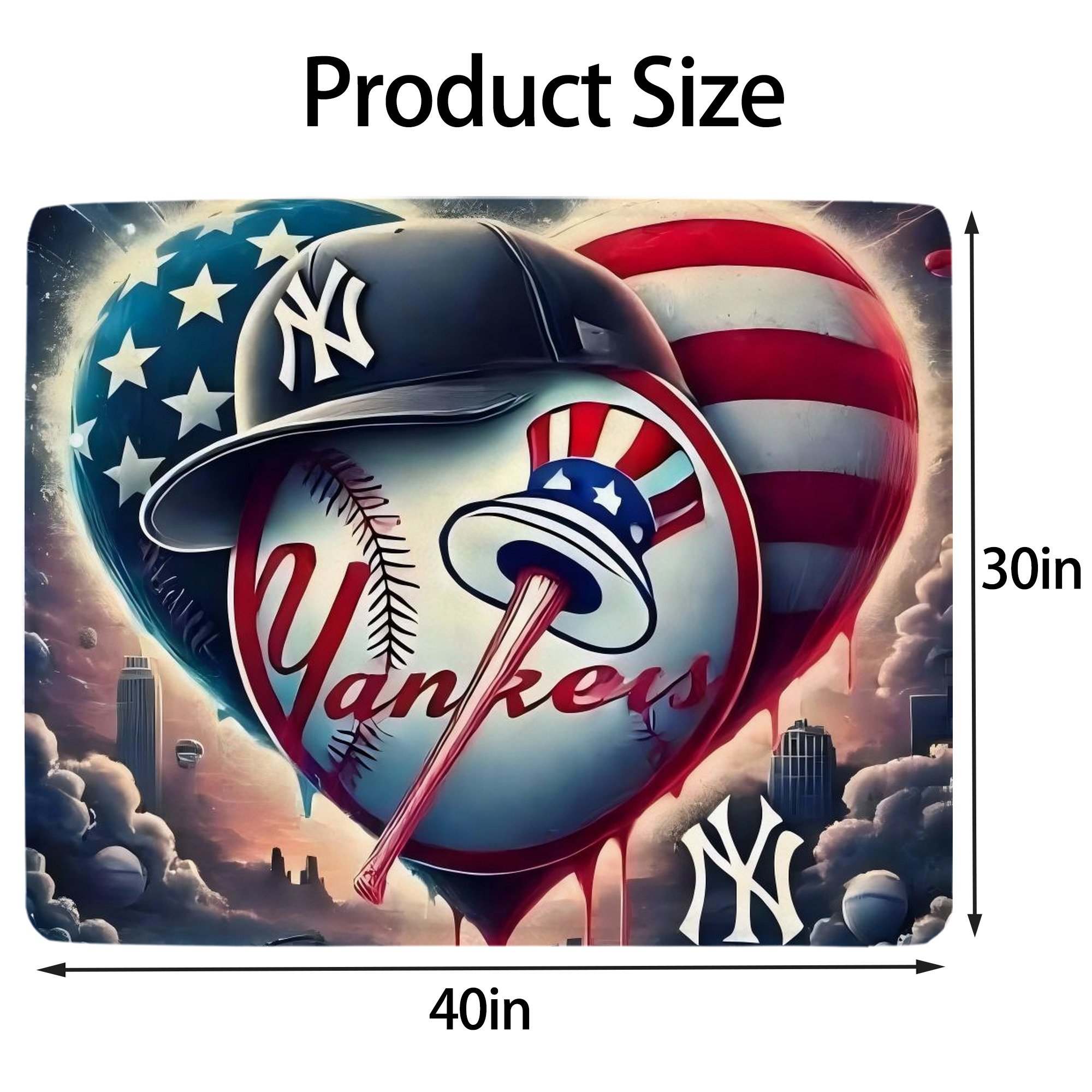New York Yankees Heart Soft Plush Fleece Blanket 30x40 Inch - 300GSM Flannel, Ultra Soft & Warm, Lightweight & Durable, Perfect For Kids, Adults, Couch, Bed, Camping, Travel, Gift For Family & Friends