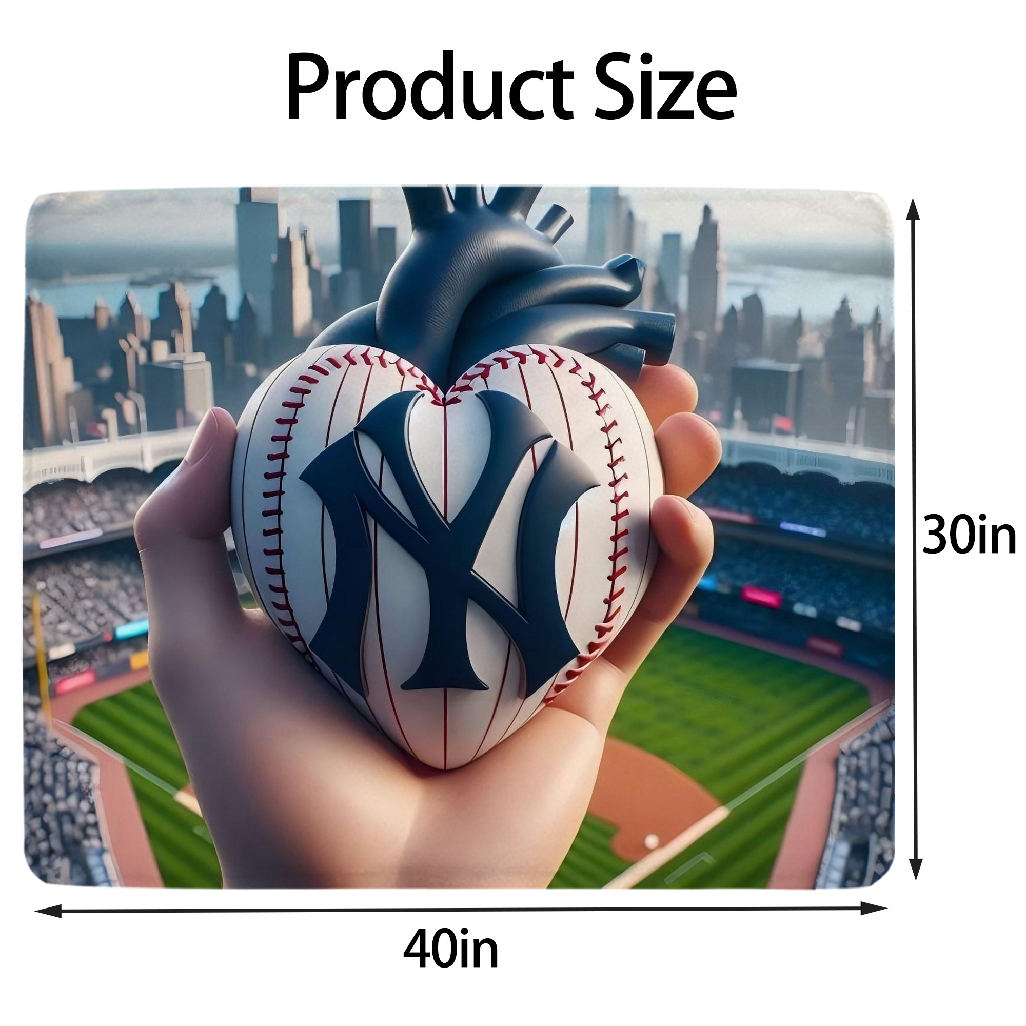 New York Yankees Heart Soft Plush Fleece Blanket 30x40 Inch - 300GSM Flannel, Ultra Soft & Warm, Lightweight & Durable, Perfect For Kids, Adults, Couch, Bed, Camping, Travel, Gift For Family & Friends