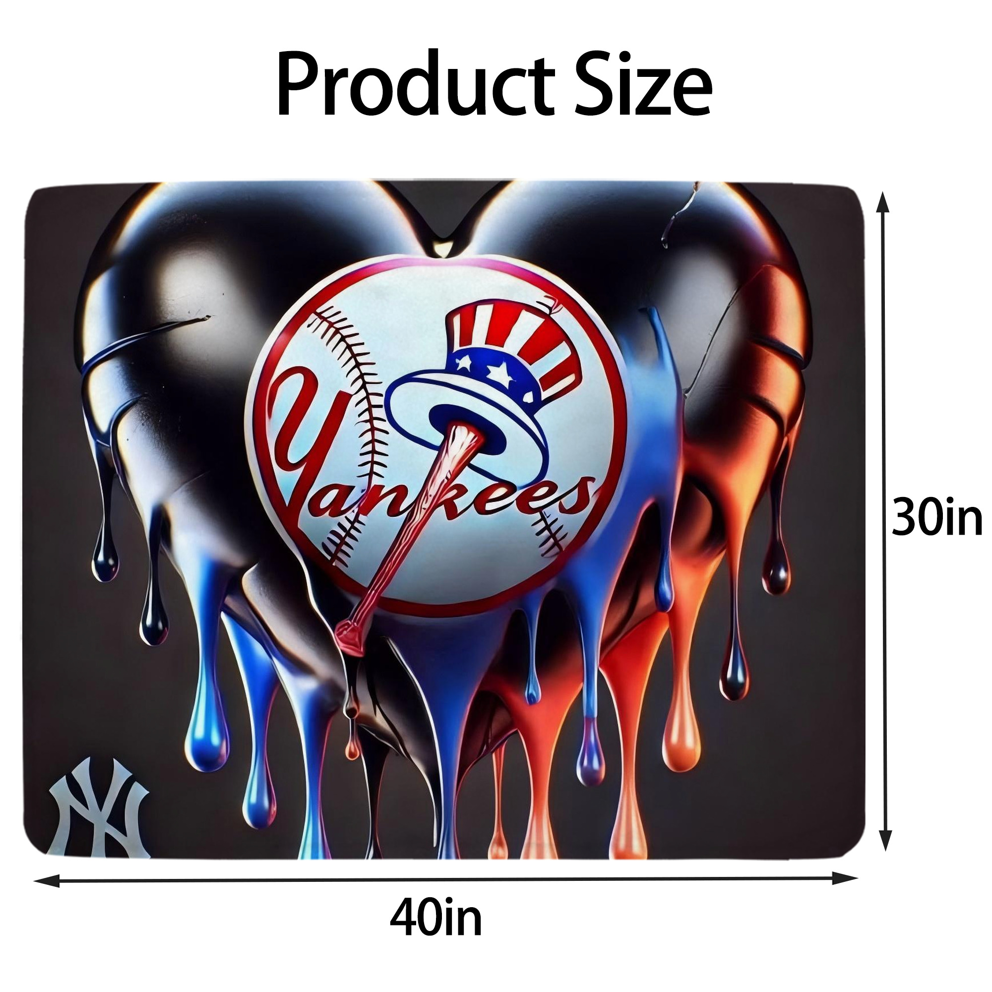 New York Yankees Heart Soft Plush Fleece Blanket 30x40 Inch - 300GSM Flannel, Ultra Soft & Warm, Lightweight & Durable, Perfect For Kids, Adults, Couch, Bed, Camping, Travel, Gift For Family & Friends