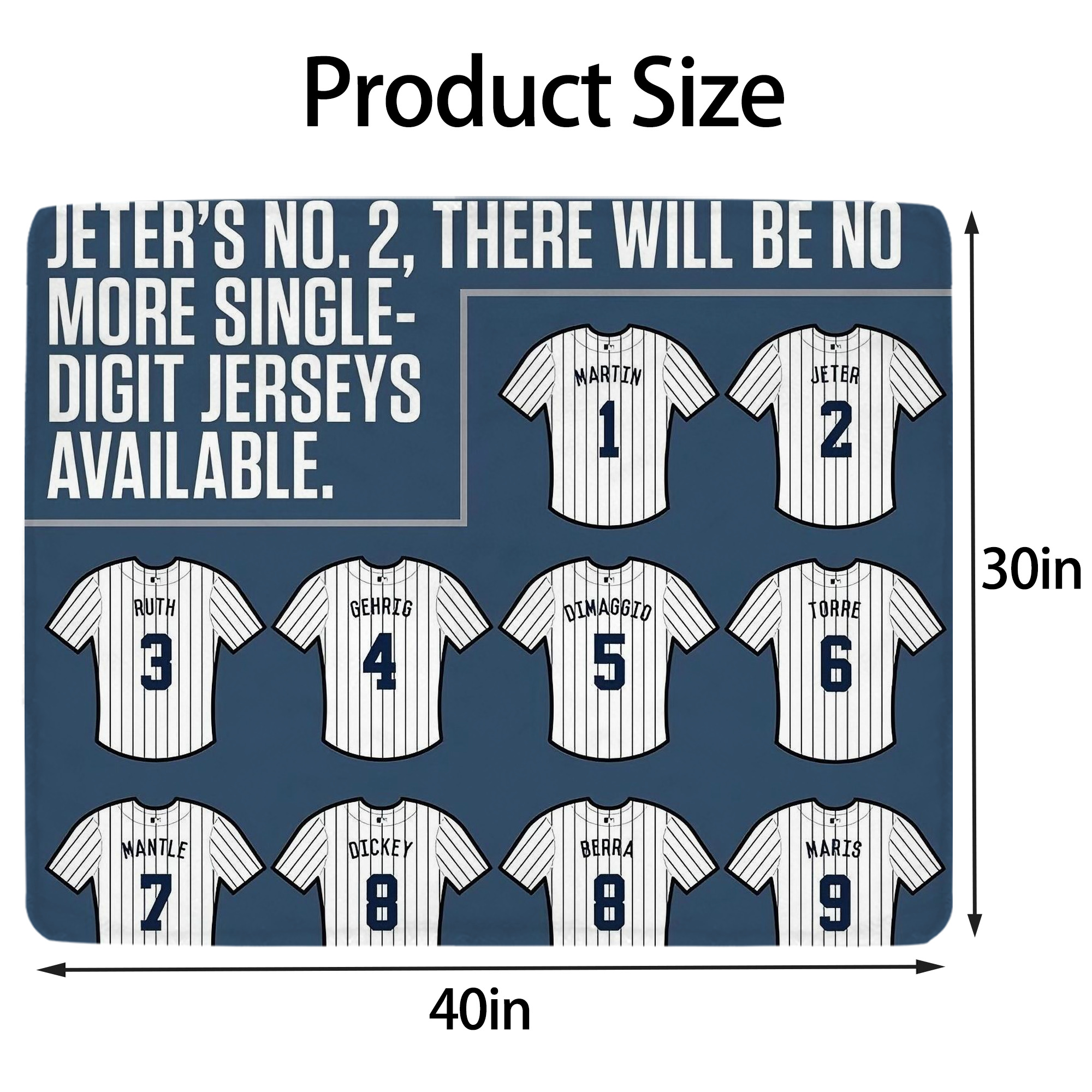 New York Yankees Retire Single Number Soft Plush Fleece Blanket 30x40 Inch - 300GSM Flannel, Ultra Soft & Warm, Lightweight & Durable, Perfect For Kids, Adults, Couch, Bed, Camping, Travel, Gift For Family & Friends