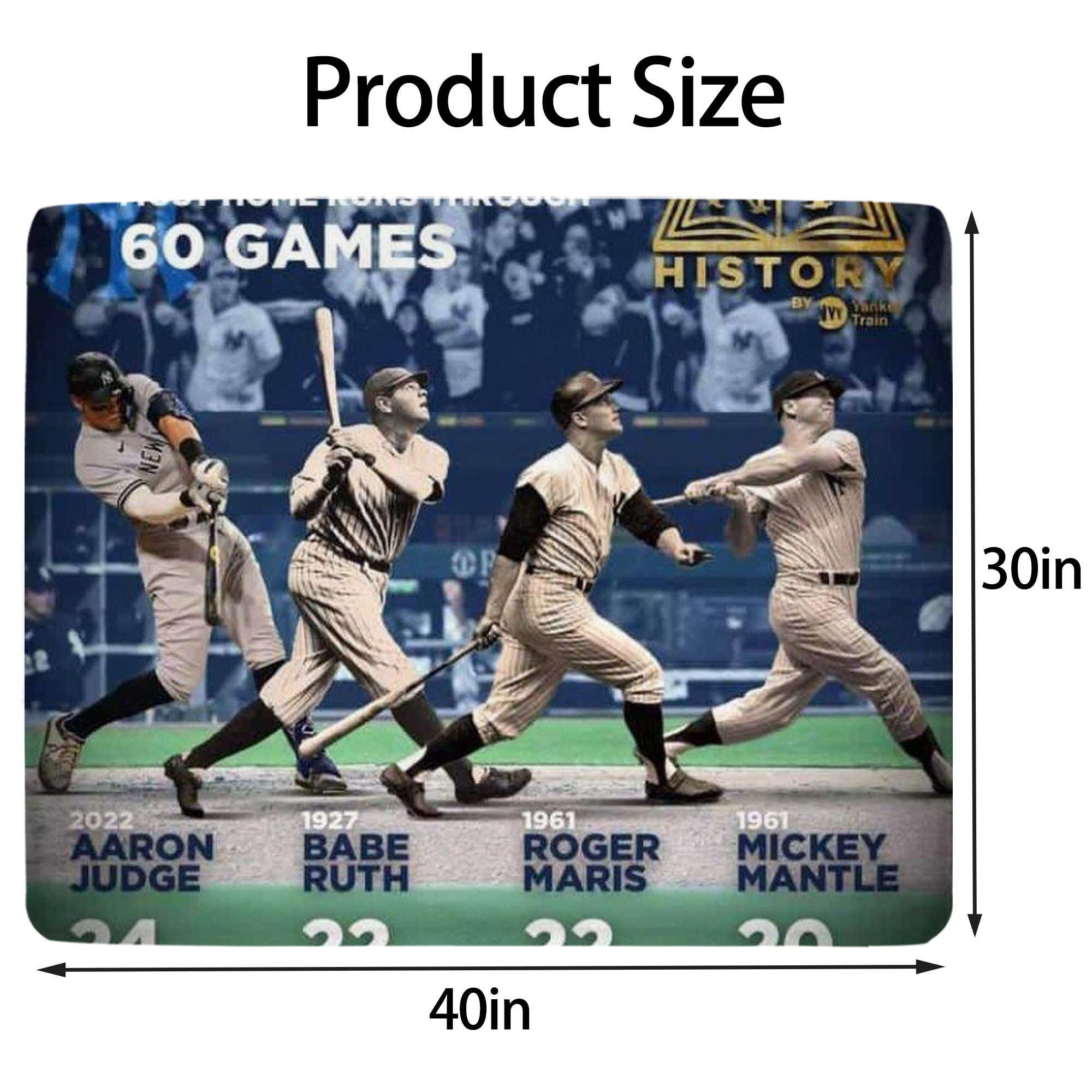 New York Yankees 315 Soft Plush Fleece Blanket 30x40 Inch - 300GSM Flannel, Ultra Soft & Warm, Lightweight & Durable, Perfect For Kids, Adults, Couch, Bed, Camping, Travel, Gift For Family & Friends