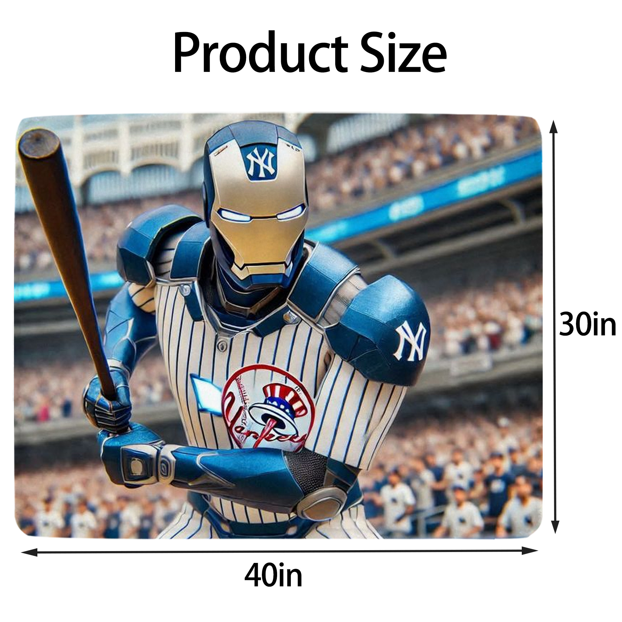 New York Yankees Iron Man Soft Plush Fleece Blanket 30x40 Inch - 300GSM Flannel, Ultra Soft & Warm, Lightweight & Durable, Perfect For Kids, Adults, Couch, Bed, Camping, Travel, Gift For Family & Friends