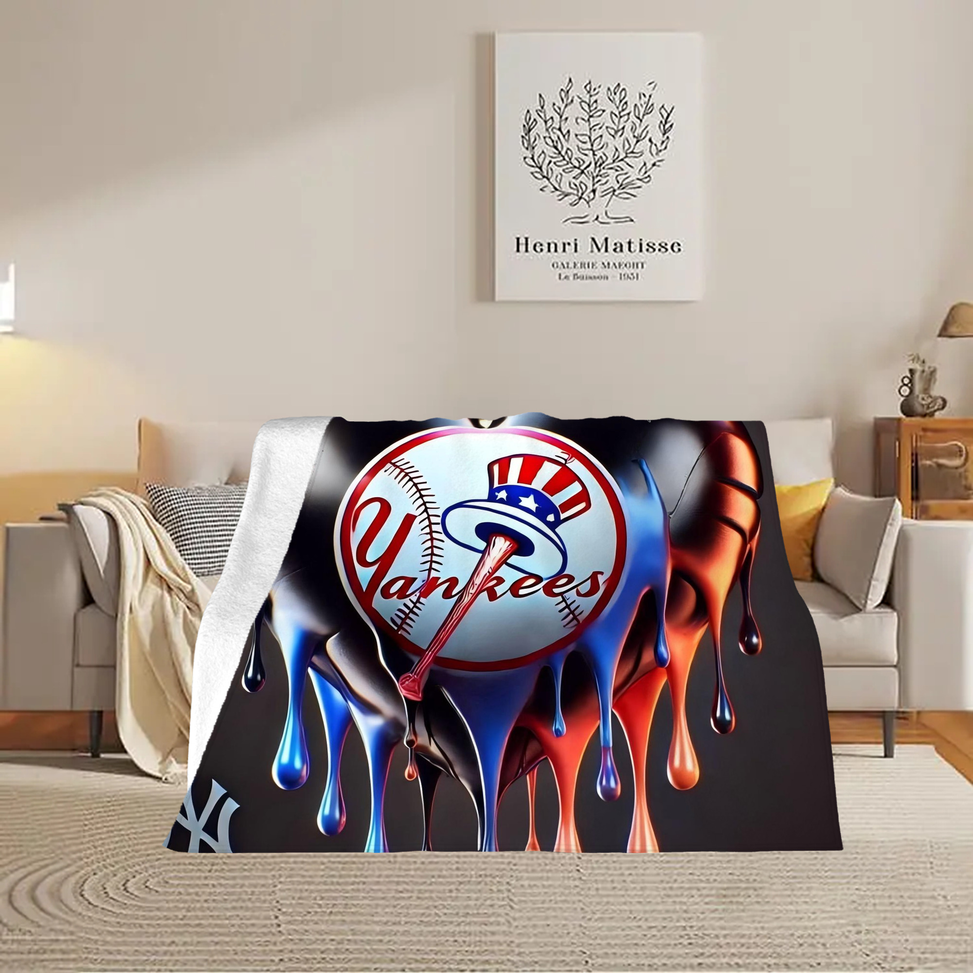 New York Yankees Heart Soft Plush Fleece Blanket 30x40 Inch - 300GSM Flannel, Ultra Soft & Warm, Lightweight & Durable, Perfect For Kids, Adults, Couch, Bed, Camping, Travel, Gift For Family & Friends