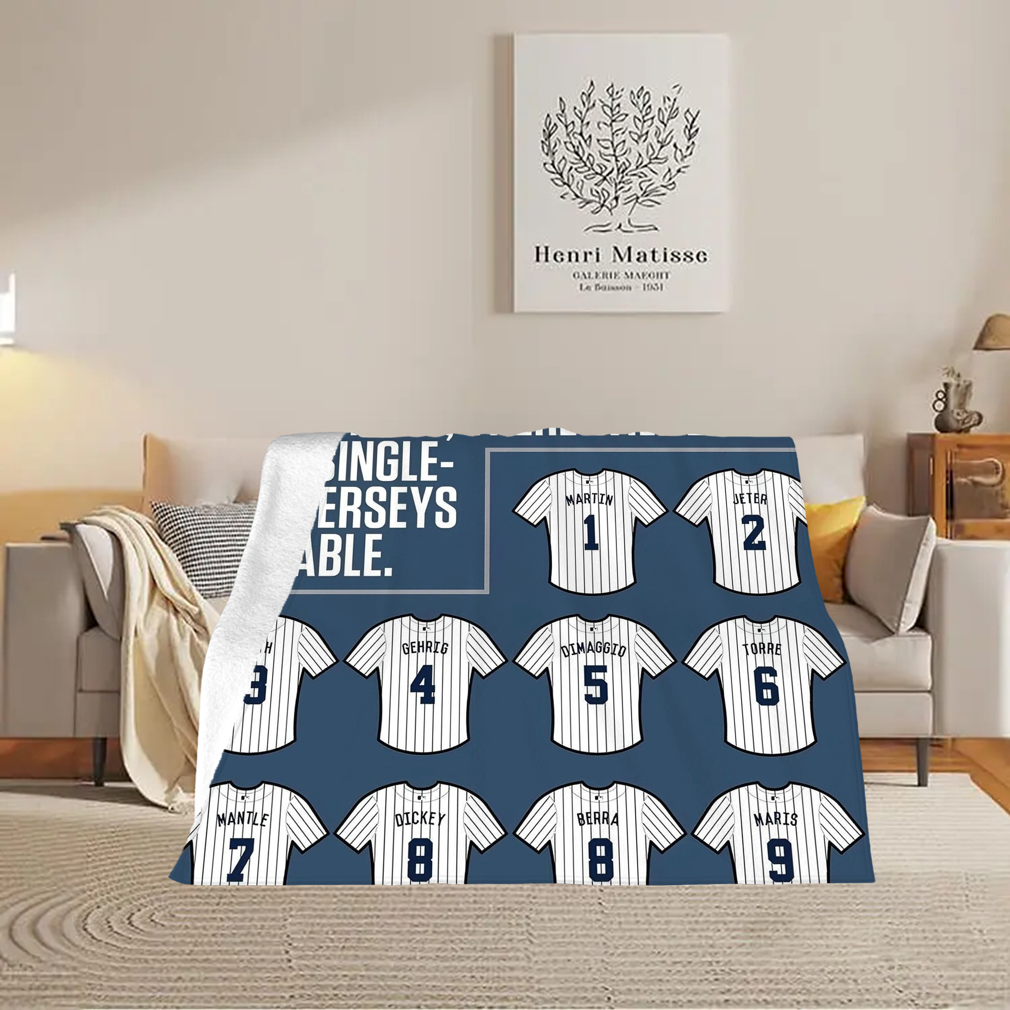New York Yankees Retire Single Number Soft Plush Fleece Blanket 30x40 Inch - 300GSM Flannel, Ultra Soft & Warm, Lightweight & Durable, Perfect For Kids, Adults, Couch, Bed, Camping, Travel, Gift For Family & Friends