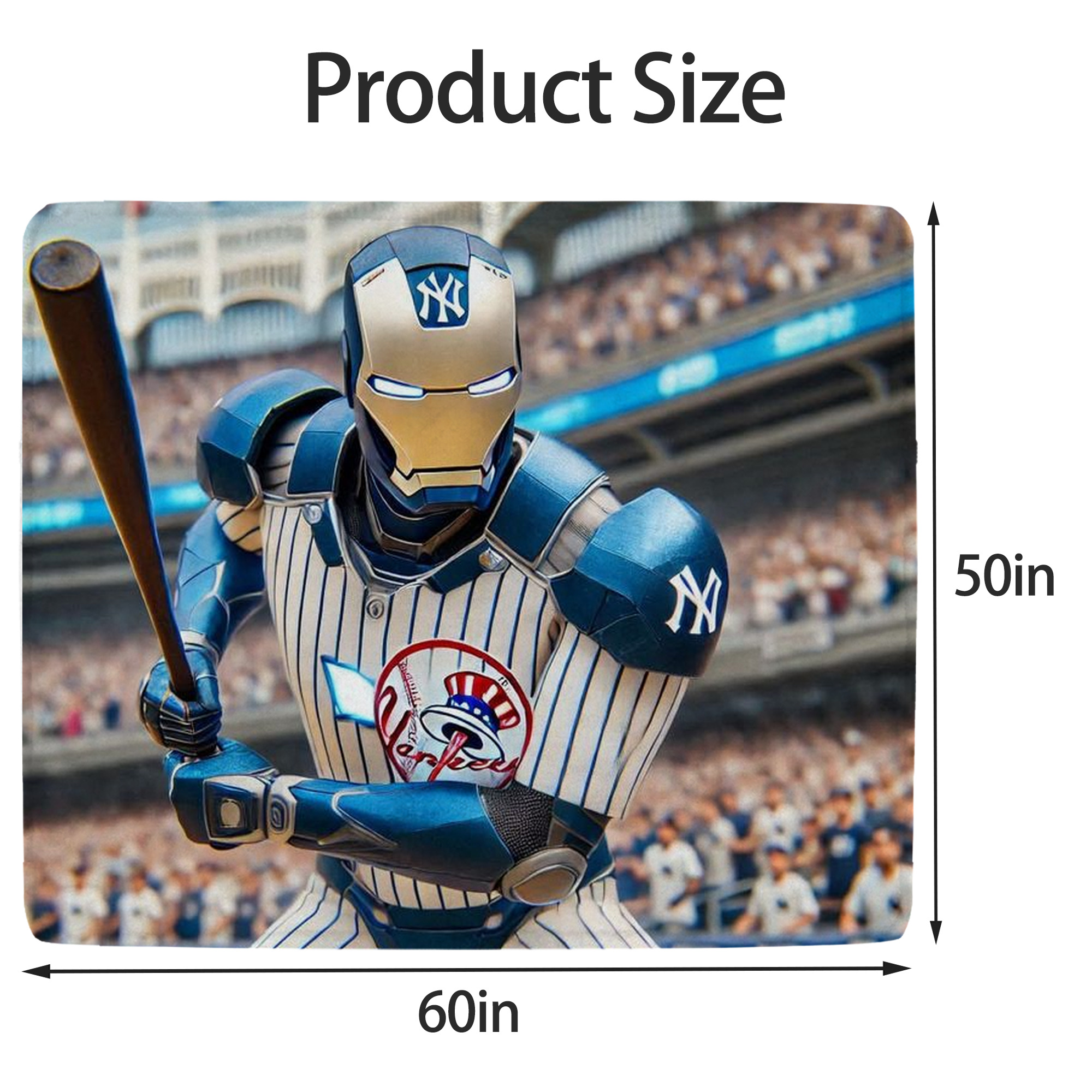 New York Yankees Iron Man Soft Fleece Throw Blanket 50 X 60 Inch – Super Soft, Lightweight, And Durable – Perfect For Sofa, Bed, Camping, And More – Ideal Gift For Family And Friends