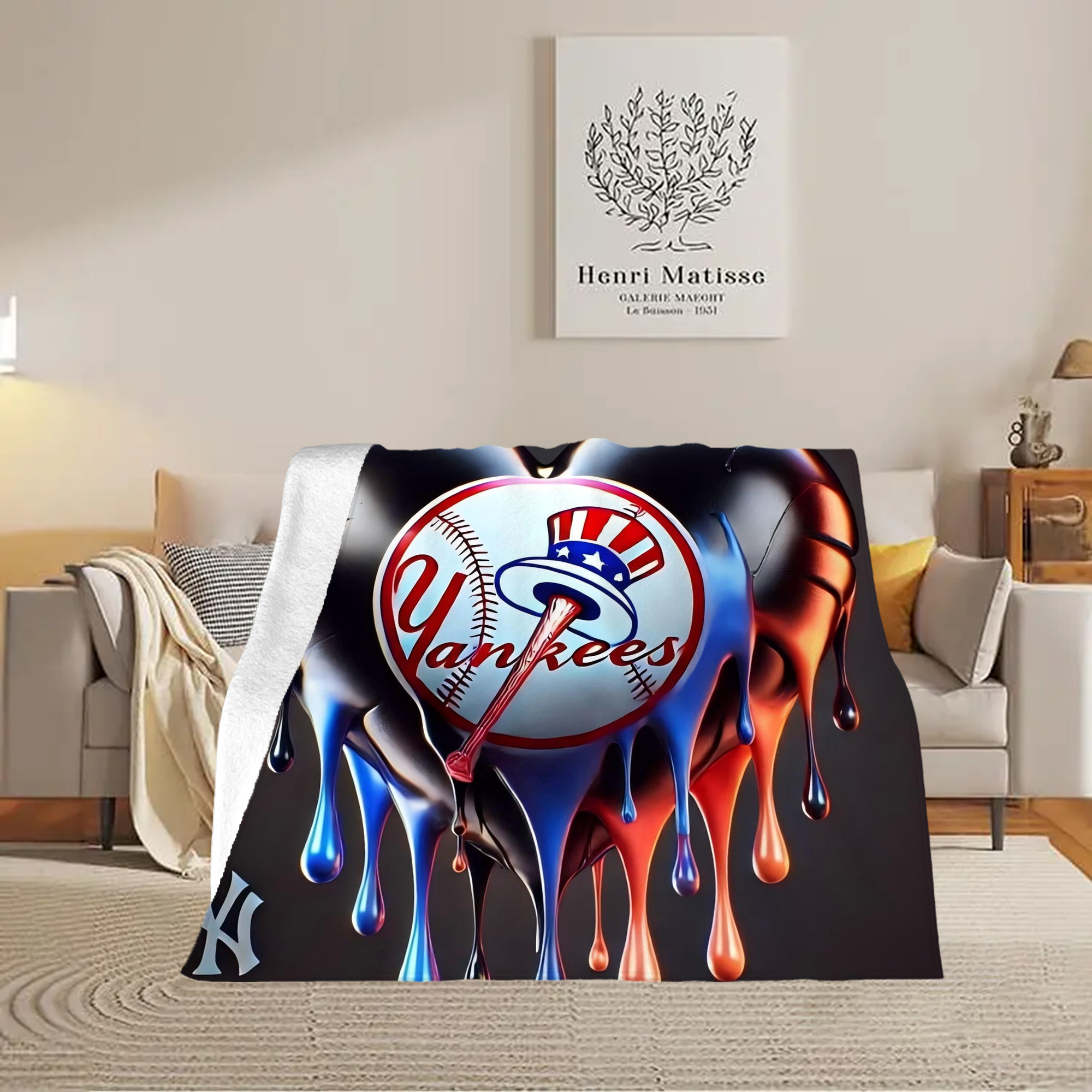 New York Yankees Heart Soft Fleece Throw Blanket 50 X 60 Inch – Super Soft, Lightweight, And Durable – Perfect For Sofa, Bed, Camping, And More – Ideal Gift For Family And Friends