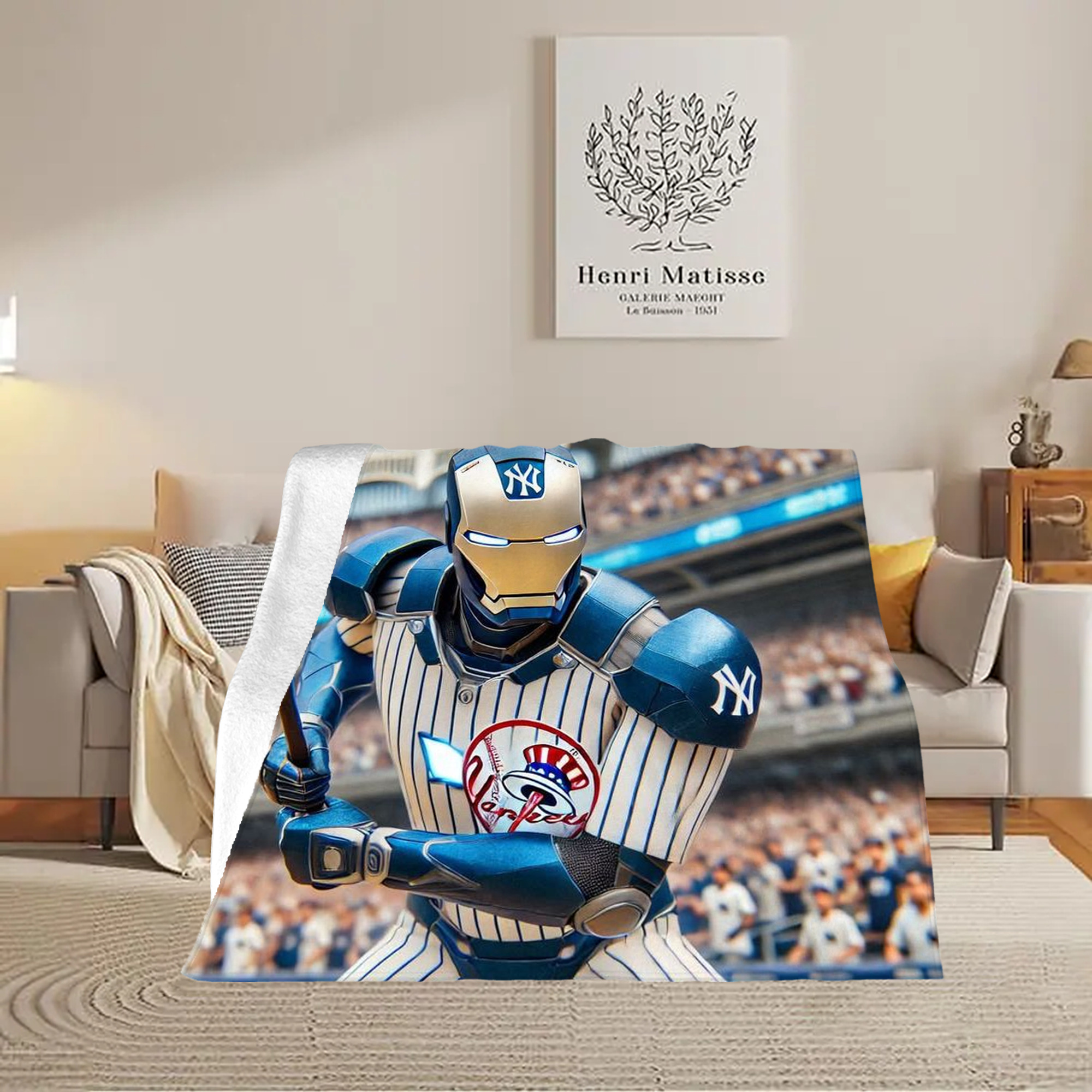 New York Yankees Iron Man Soft Fleece Throw Blanket 50 X 60 Inch – Super Soft, Lightweight, And Durable – Perfect For Sofa, Bed, Camping, And More – Ideal Gift For Family And Friends