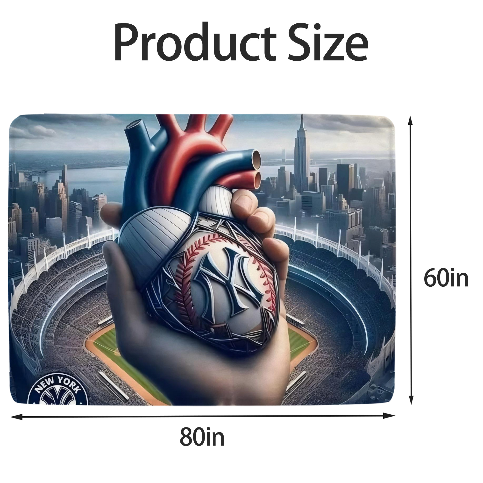 New York Yankees Heart Soft Fleece Throw Blanket 60 X 80 Inch – Super Soft, Lightweight, And Durable – Perfect For Sofa, Bed, Camping, And More – Ideal Gift For Family And Friends