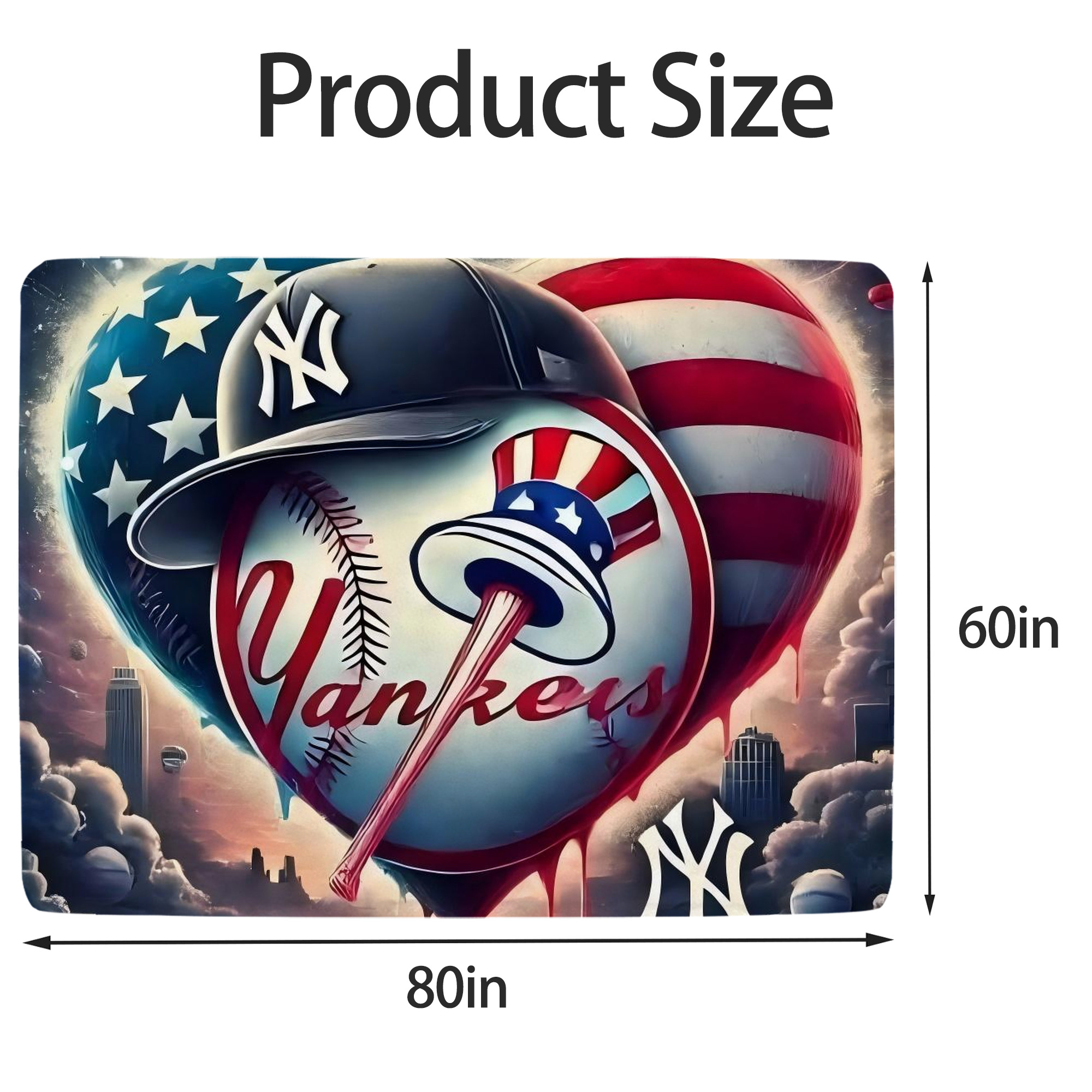 New York Yankees Heart Soft Fleece Throw Blanket 60 X 80 Inch – Super Soft, Lightweight, And Durable – Perfect For Sofa, Bed, Camping, And More – Ideal Gift For Family And Friends