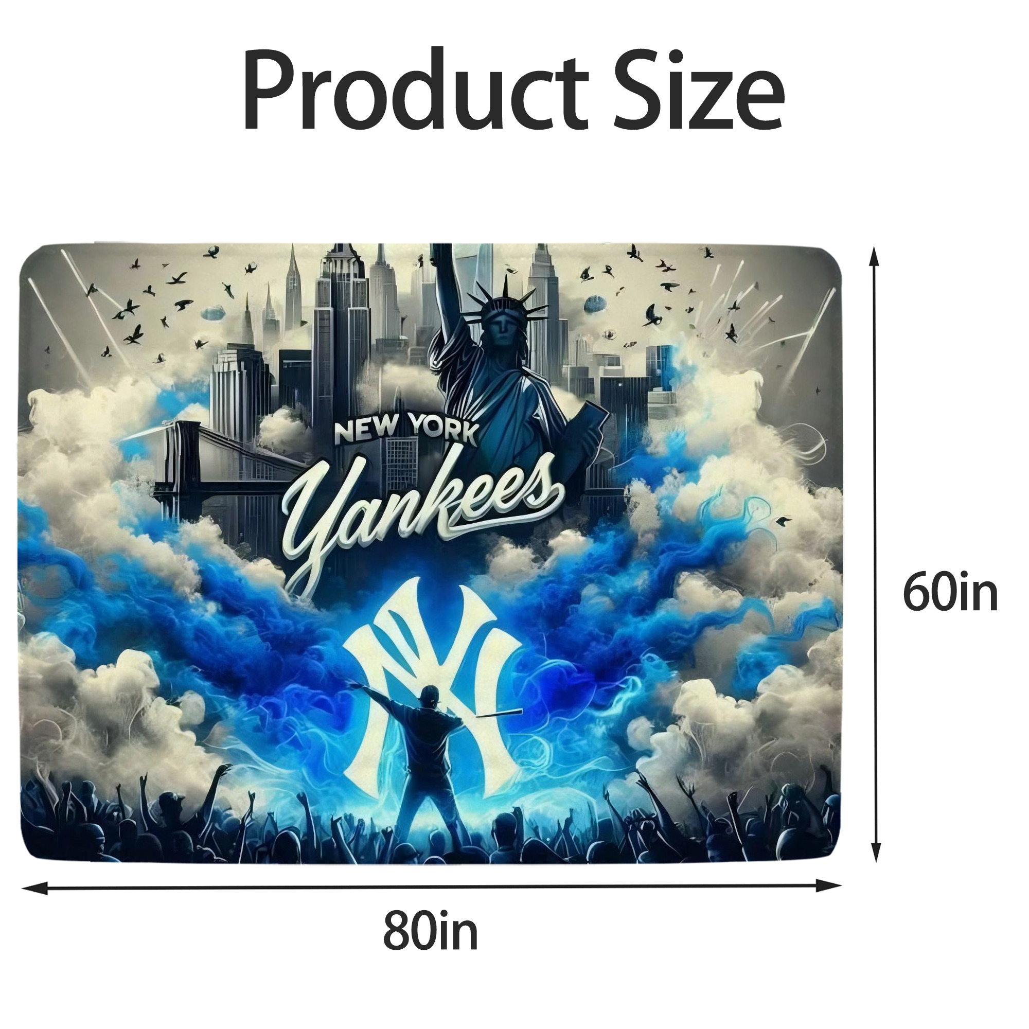 New York Yankees 308 Soft Fleece Throw Blanket 60 X 80 Inch – Super Soft, Lightweight, And Durable – Perfect For Sofa, Bed, Camping, And More – Ideal Gift For Family And Friends