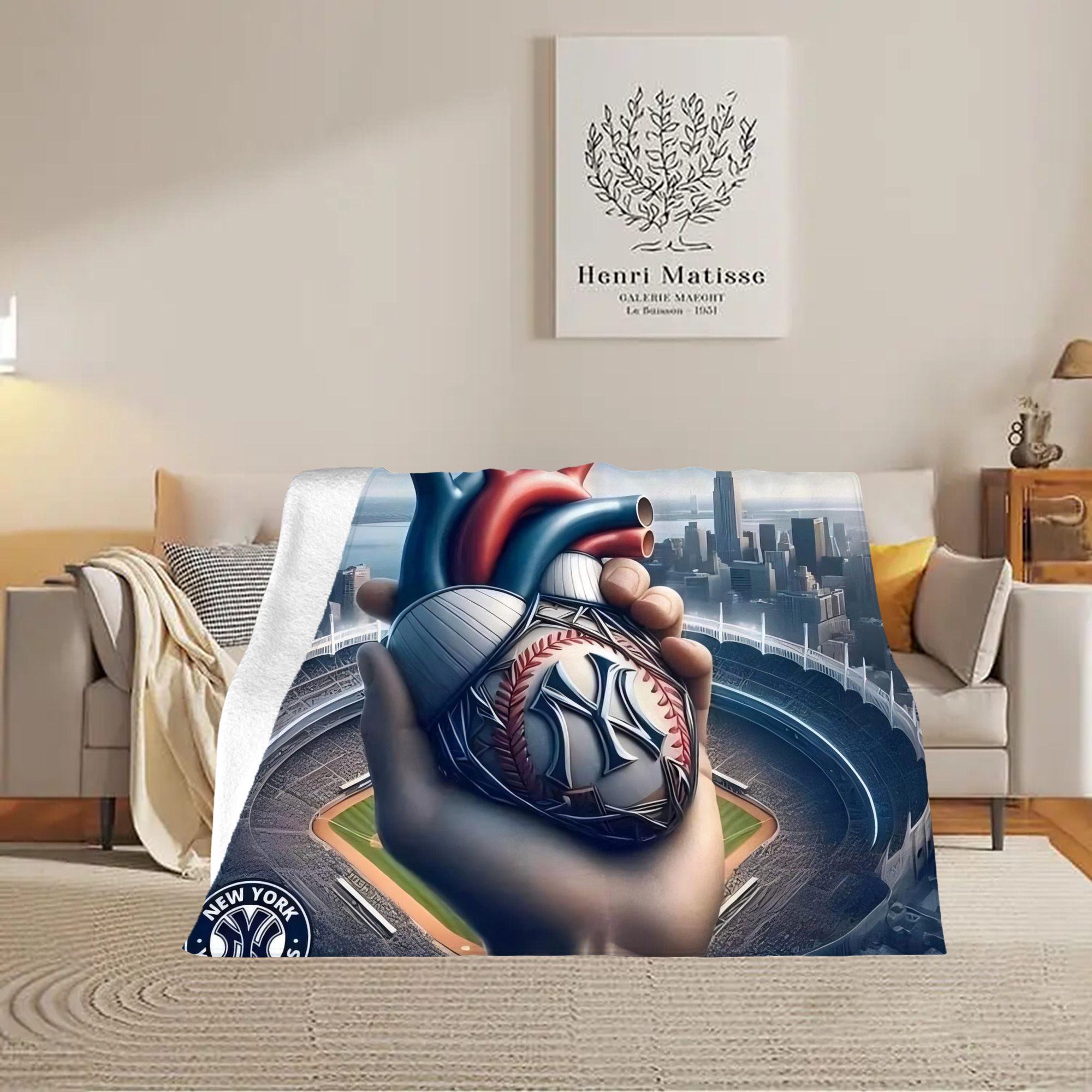 New York Yankees Heart Soft Fleece Throw Blanket 60 X 80 Inch – Super Soft, Lightweight, And Durable – Perfect For Sofa, Bed, Camping, And More – Ideal Gift For Family And Friends