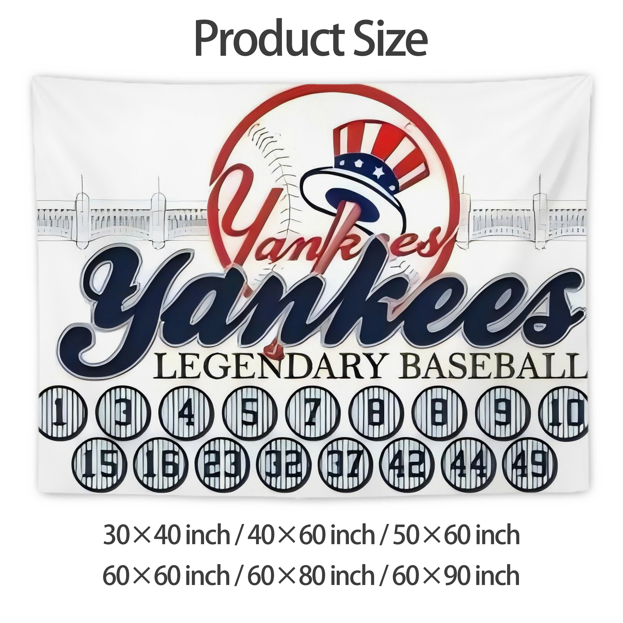 New York Yankees 232 Wall Tapestry For Bedroom Aesthetic – Boho Style Polyester Fabric Wall Hanging With Hooks – 60 X 90 Inch Large Size, Lightweight, Durable, Easy To Hang