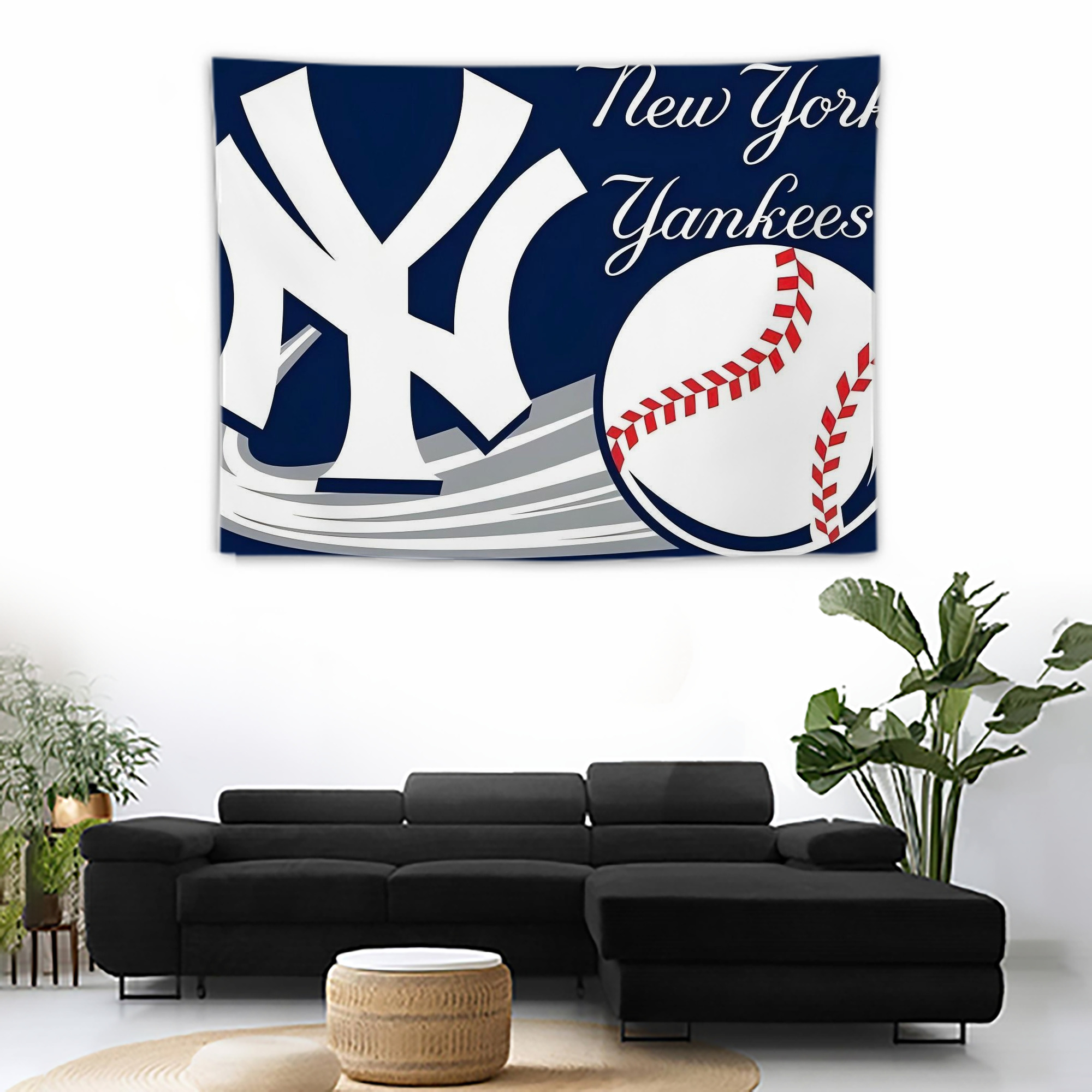 New York Yankees 259 Wall Tapestry For Bedroom Aesthetic – Boho Style Polyester Fabric Wall Hanging With Hooks – 60 X 90 Inch Large Size, Lightweight, Durable, Easy To Hang