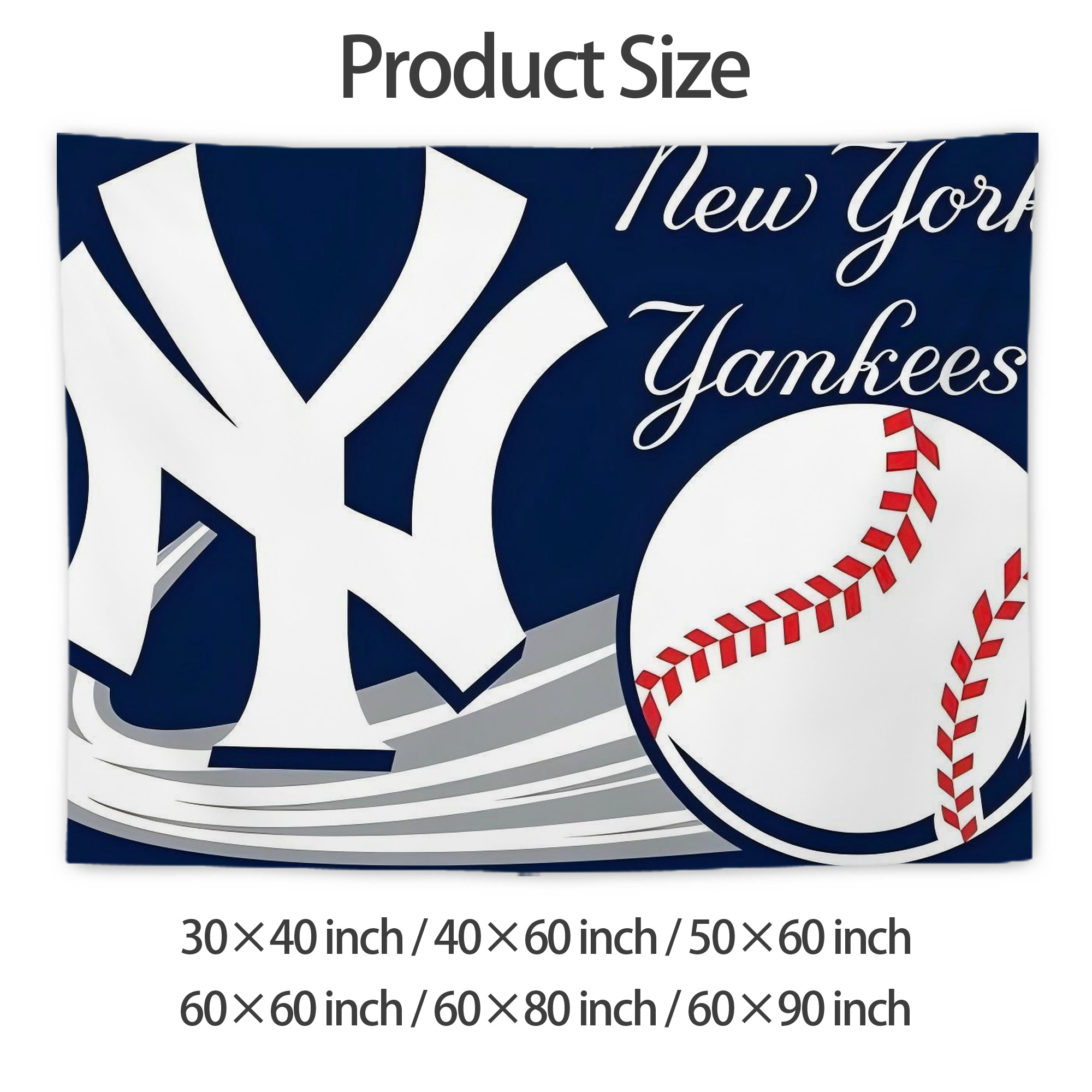 New York Yankees 259 Wall Tapestry For Bedroom Aesthetic – Boho Style Polyester Fabric Wall Hanging With Hooks – 60 X 90 Inch Large Size, Lightweight, Durable, Easy To Hang