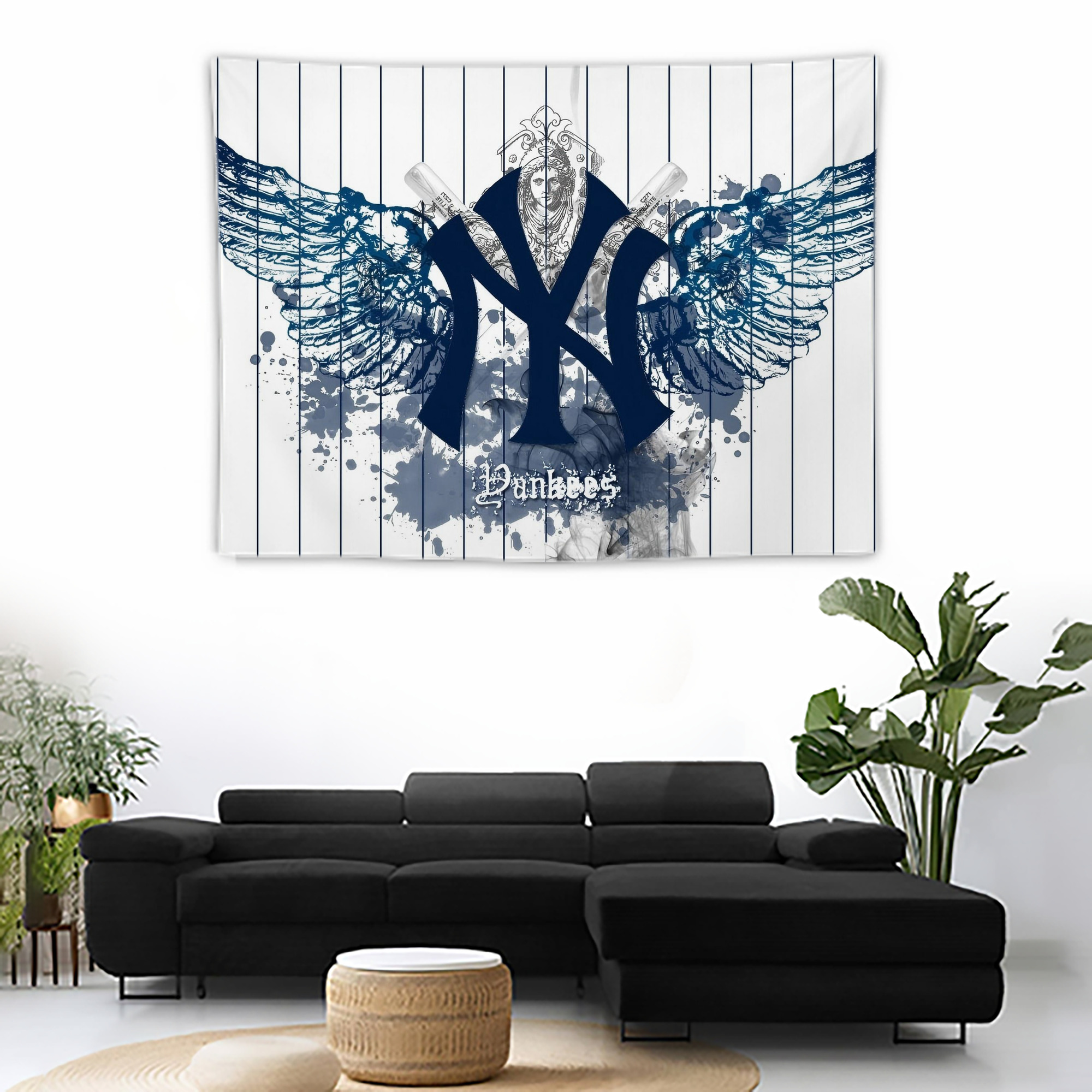 New York Yankees 353 Wall Tapestry For Bedroom Aesthetic – Boho Style Polyester Fabric Wall Hanging With Hooks – 60 X 90 Inch Large Size, Lightweight, Durable, Easy To Hang