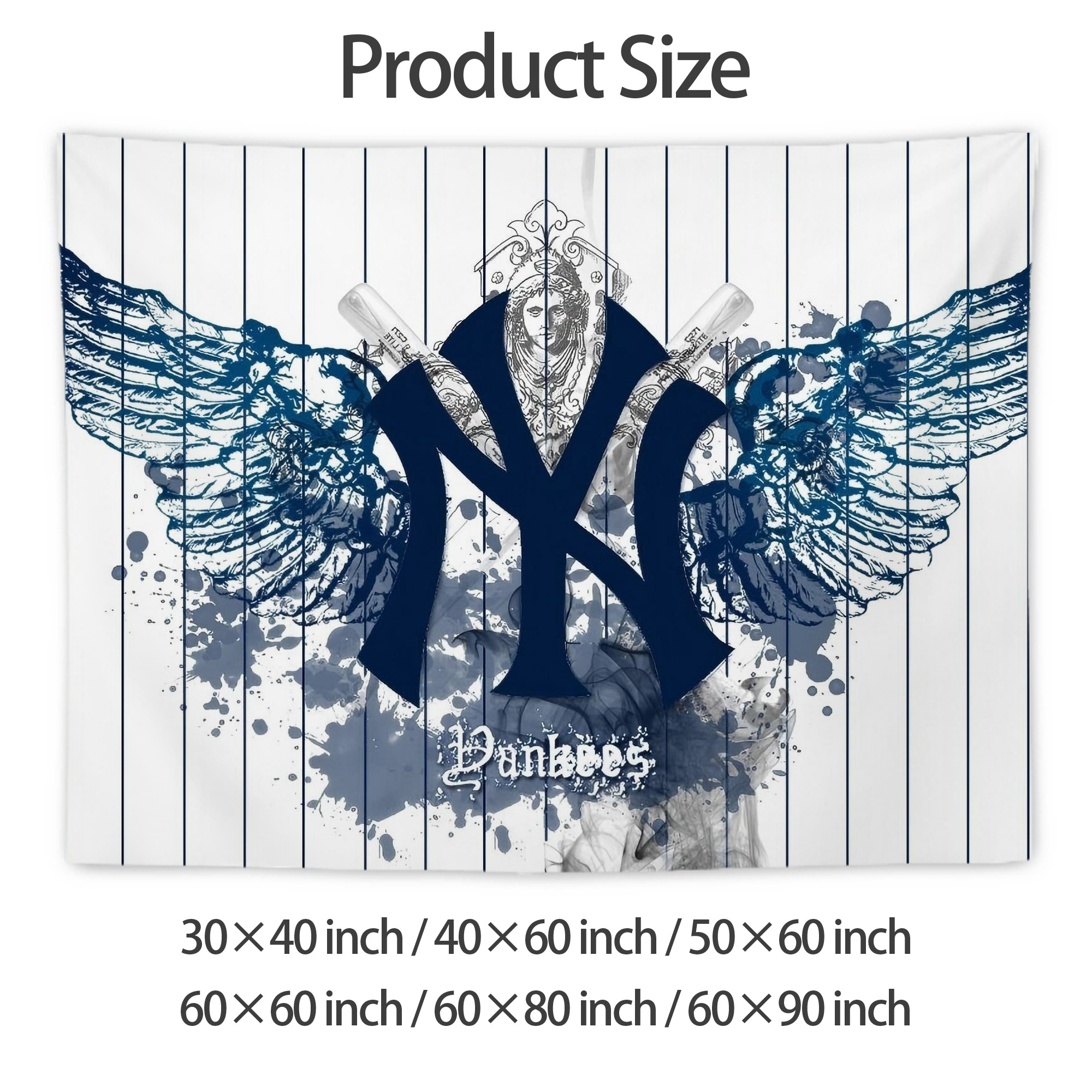 New York Yankees 353 Wall Tapestry For Bedroom Aesthetic – Boho Style Polyester Fabric Wall Hanging With Hooks – 60 X 90 Inch Large Size, Lightweight, Durable, Easy To Hang