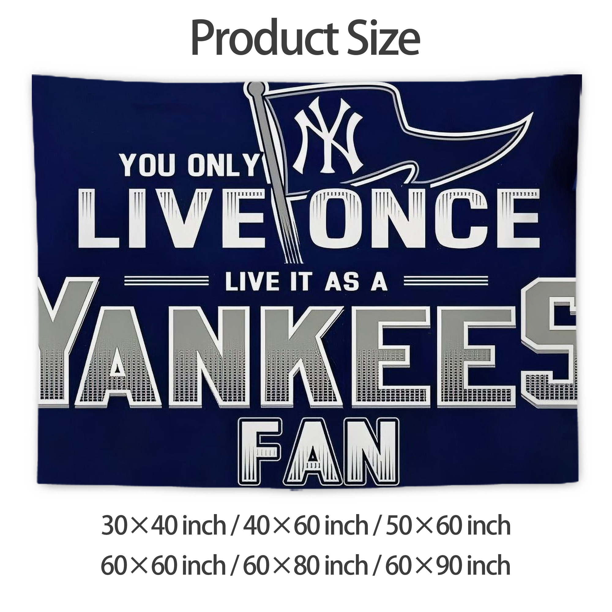 New York Yankees 362 Wall Tapestry For Bedroom Aesthetic – Boho Style Polyester Fabric Wall Hanging With Hooks – 60 X 90 Inch Large Size, Lightweight, Durable, Easy To Hang