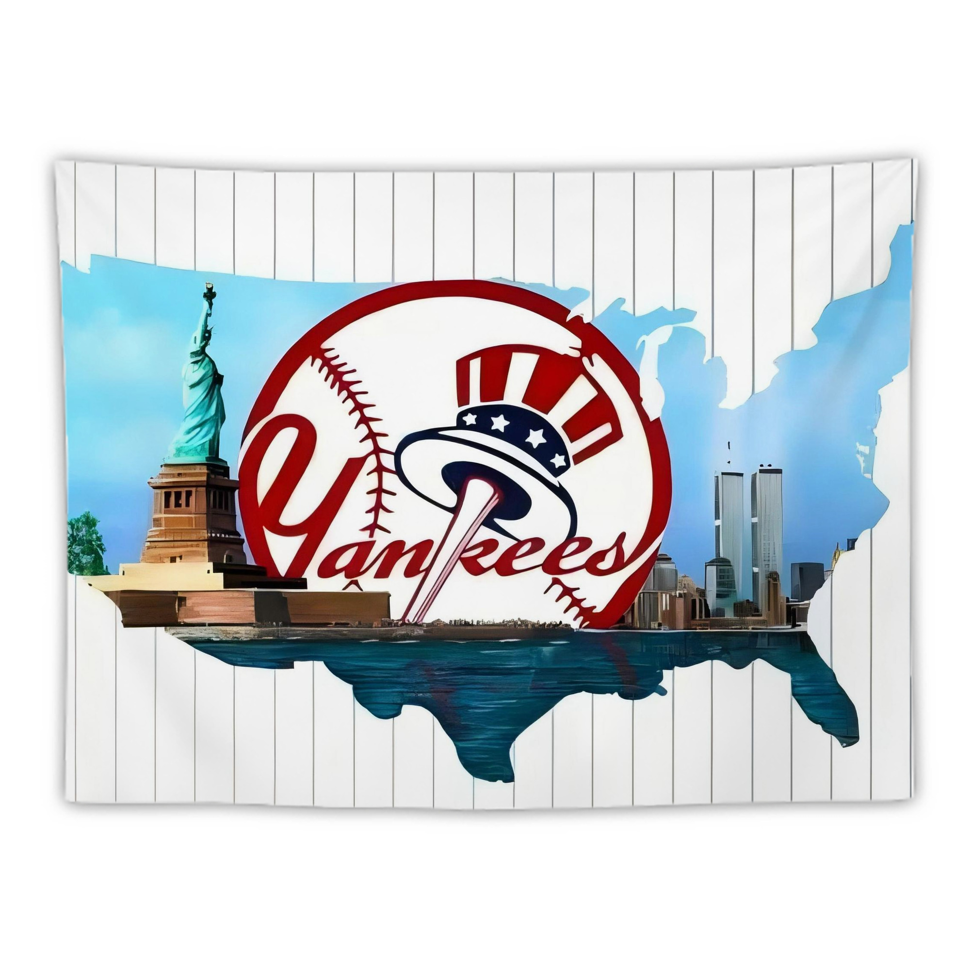 New York Yankees 352 Wall Tapestry For Bedroom Aesthetic – Boho Style Polyester Fabric Wall Hanging With Hooks – 60 X 90 Inch Large Size, Lightweight, Durable, Easy To Hang