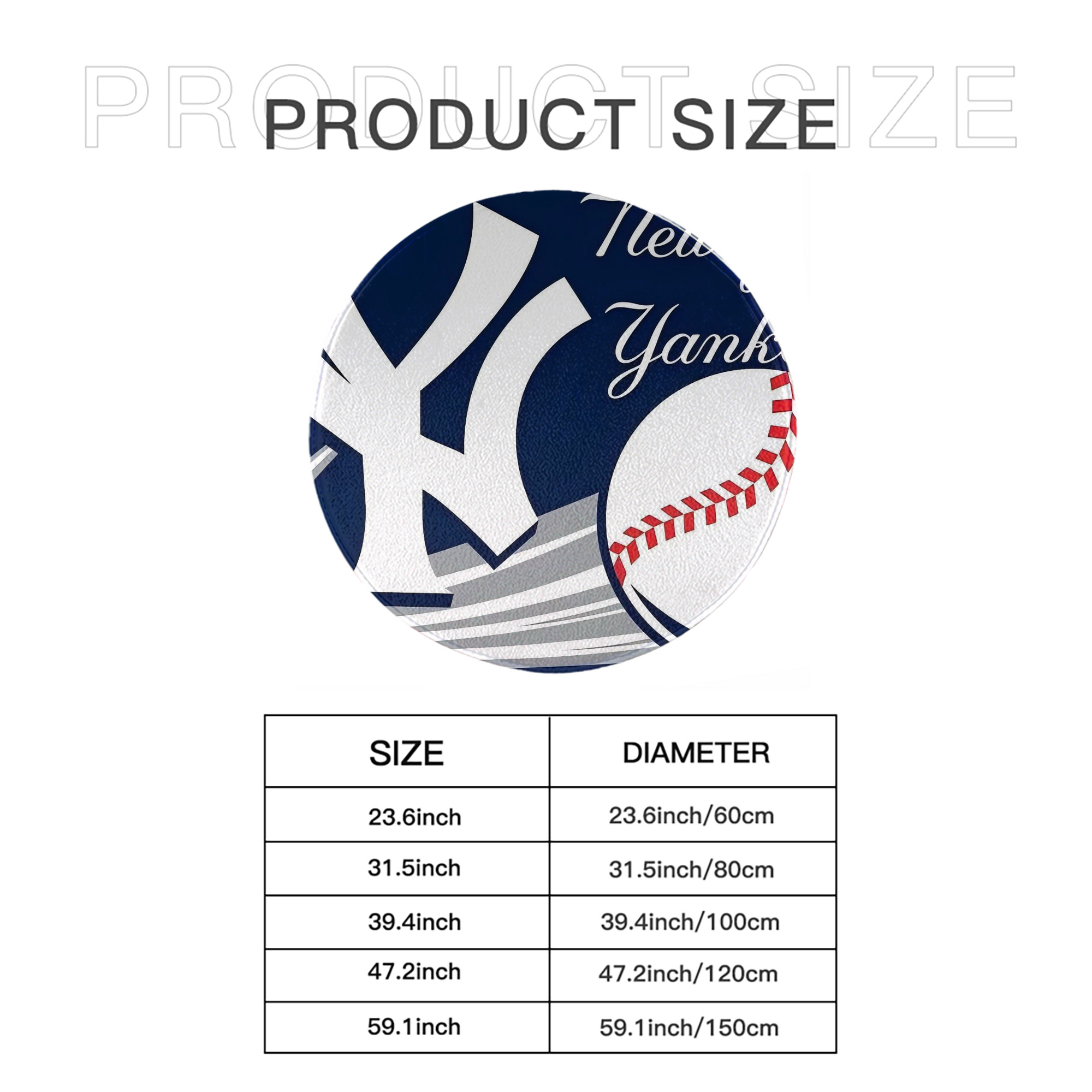 New York Yankees 259 Round Floor Mat – Soft Flannel & High-Density Sponge Core – Non-Slip Dot Backing – Durable Stitched Edges – Quick-Dry & Breathable – Perfect For Home, Bathroom & Living Room