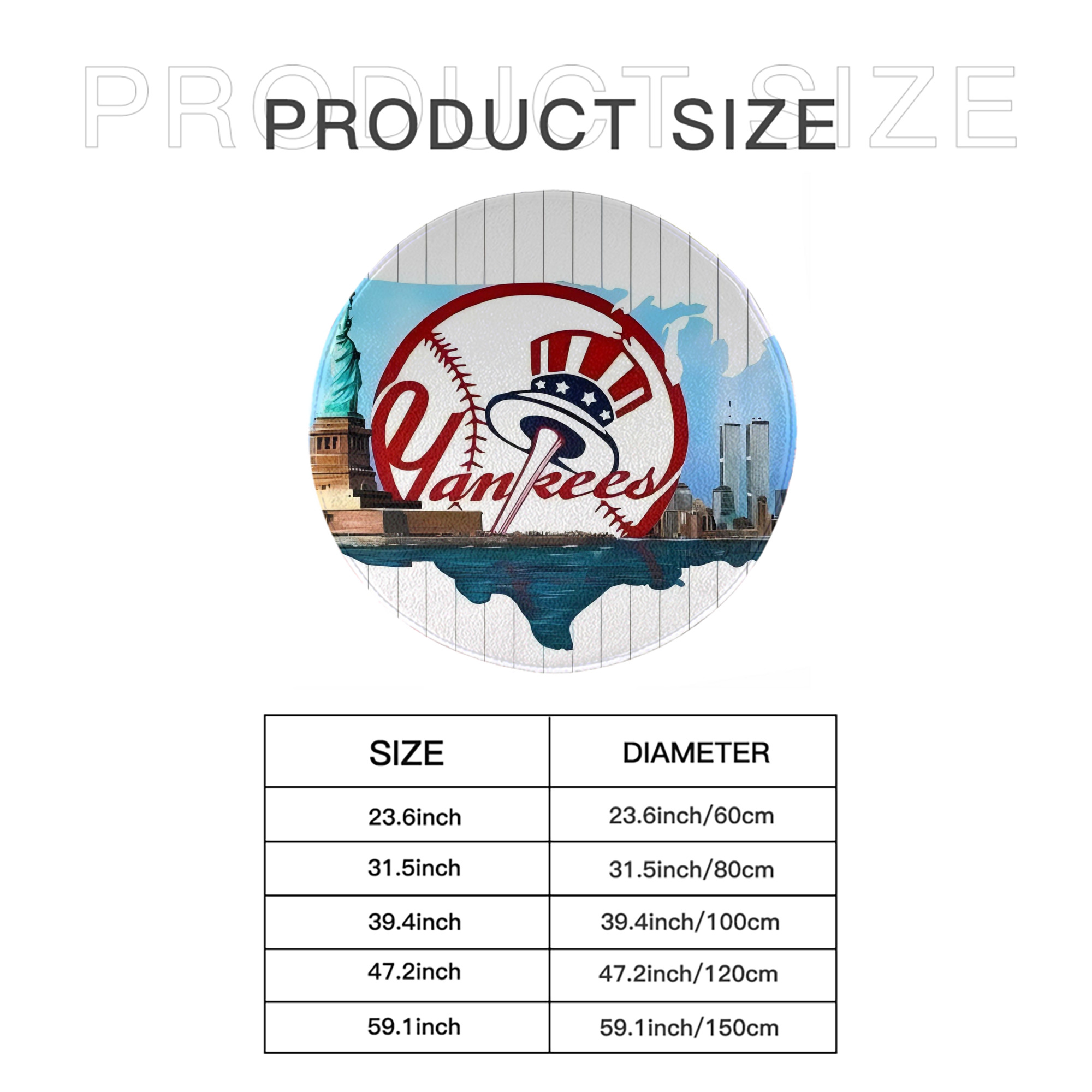 New York Yankees 352 Round Floor Mat – Soft Flannel & High-Density Sponge Core – Non-Slip Dot Backing – Durable Stitched Edges – Quick-Dry & Breathable – Perfect For Home, Bathroom & Living Room