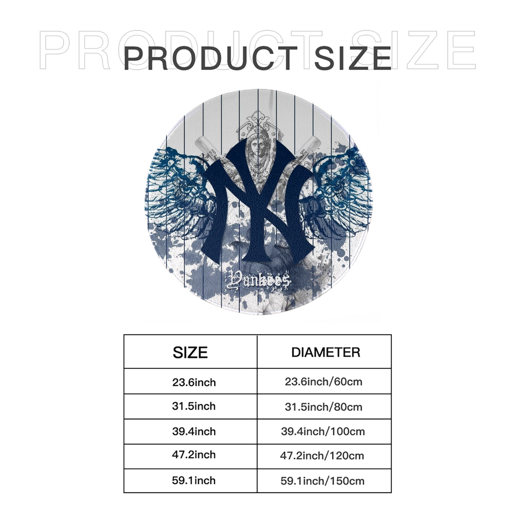 New York Yankees 353 Round Floor Mat – Soft Flannel & High-Density Sponge Core – Non-Slip Dot Backing – Durable Stitched Edges – Quick-Dry & Breathable – Perfect For Home, Bathroom & Living Room