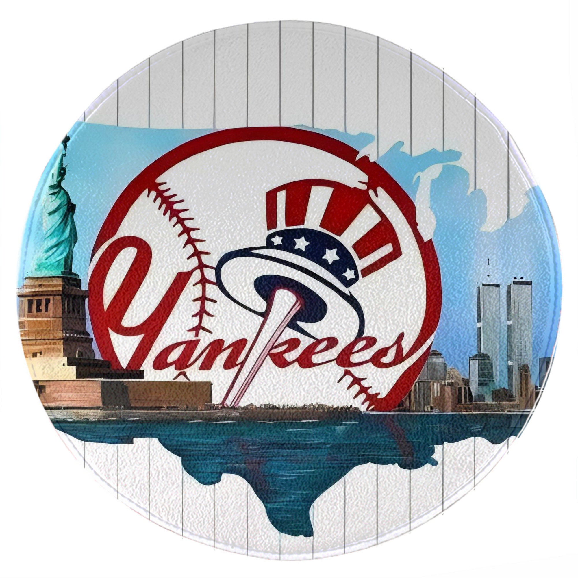 New York Yankees 352 Round Floor Mat – Soft Flannel & High-Density Sponge Core – Non-Slip Dot Backing – Durable Stitched Edges – Quick-Dry & Breathable – Perfect For Home, Bathroom & Living Room