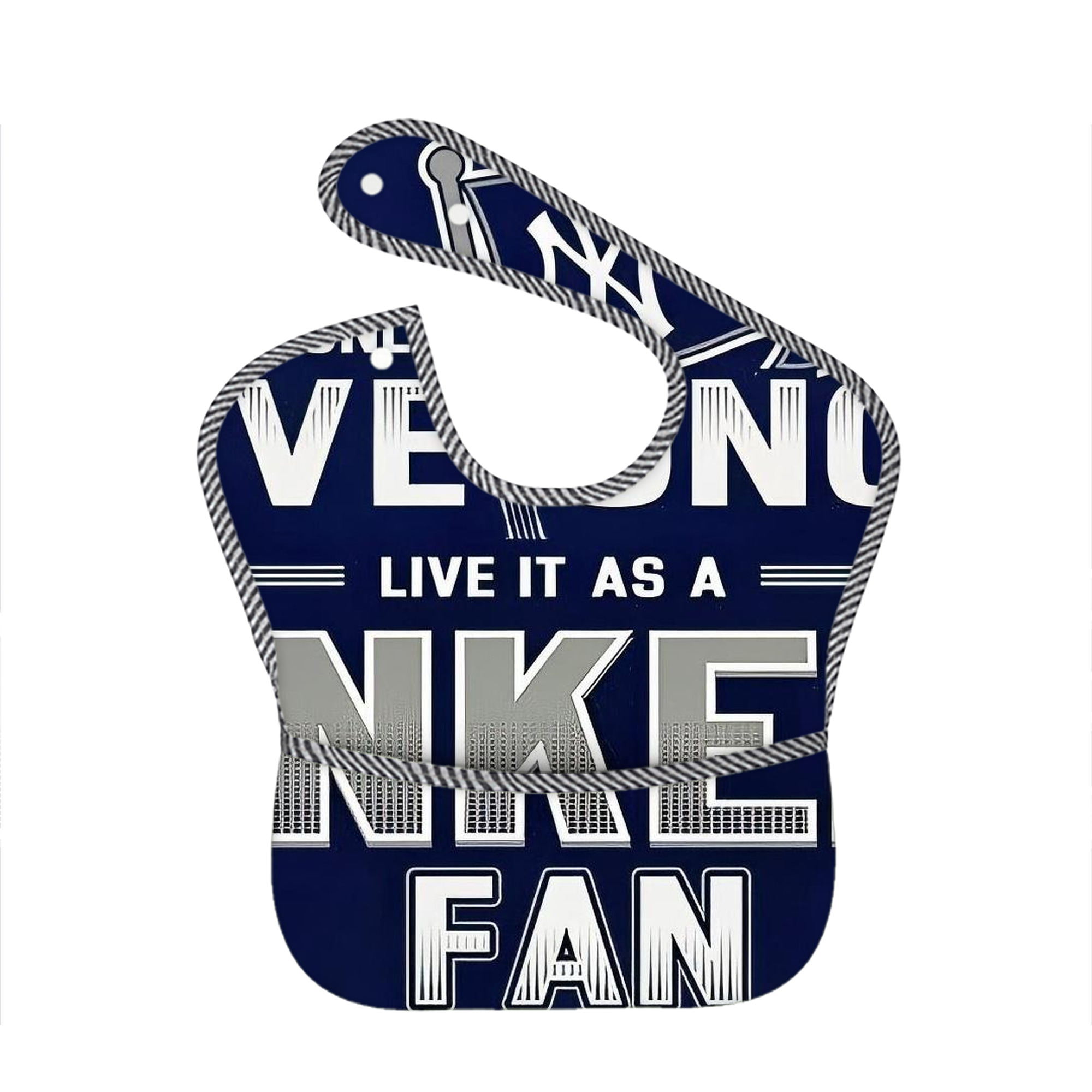 New York Yankees 362 Adjustable Waterproof Toddler Bib – Full-Print Durable Polyester – Foldable Crumb Pocket – Easy Snap Closure – Soft