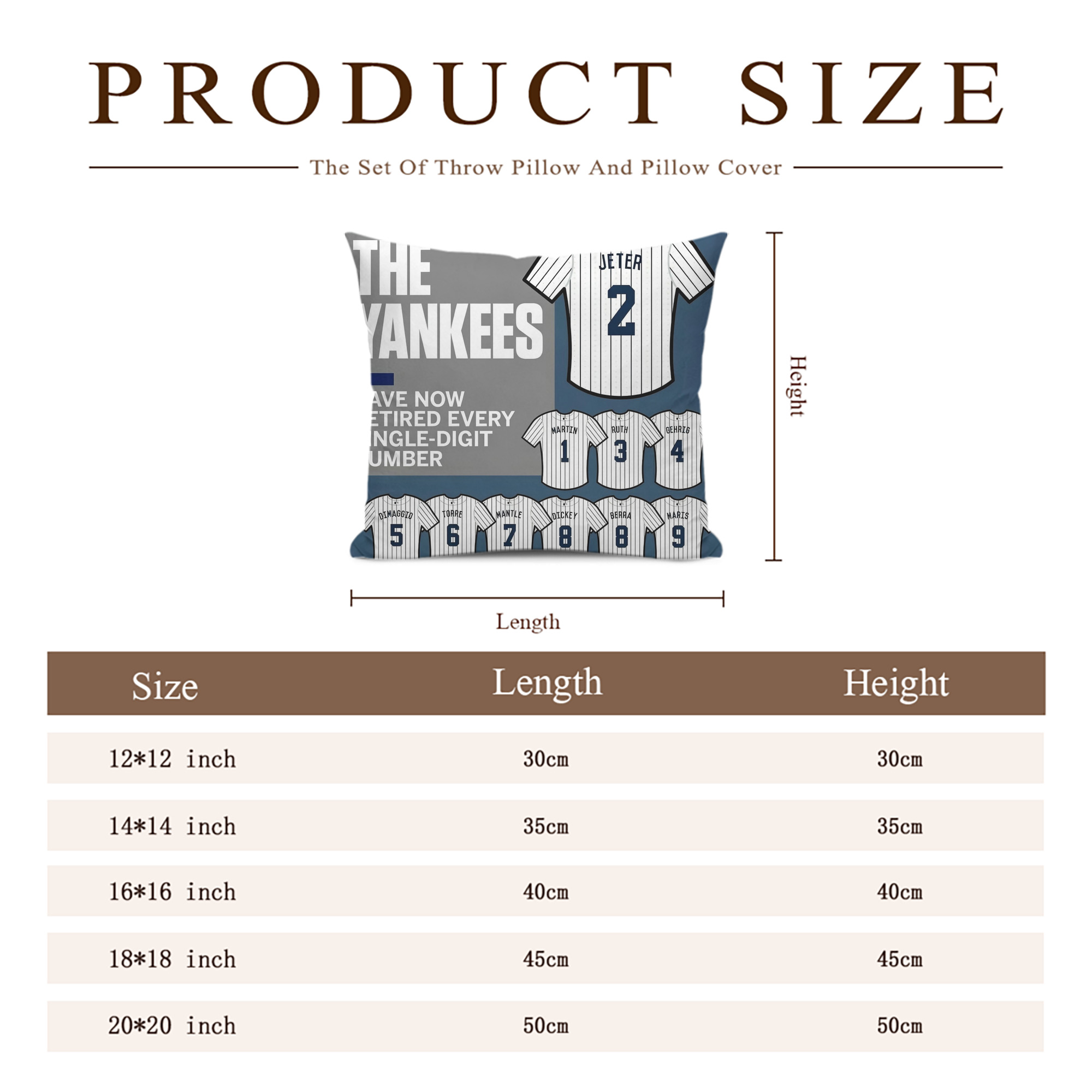 New York Yankees 235 Soft Polyester Pillow Cover With Insert – Double-Sided Design, Invisible Zipper, Durable & Breathable – Easy Care Cushion Set