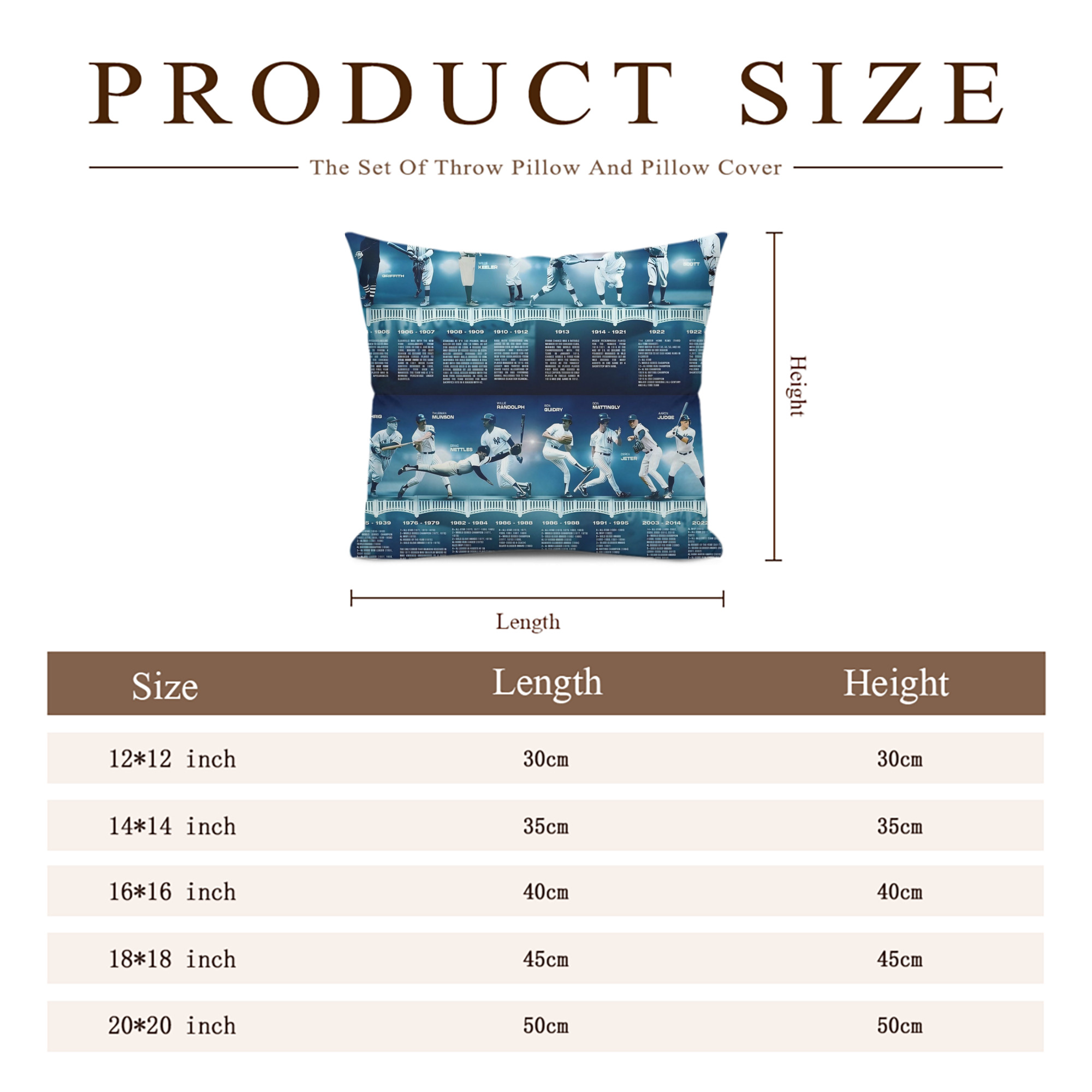 New York Yankees 243 Soft Polyester Pillow Cover With Insert – Double-Sided Design, Invisible Zipper, Durable & Breathable – Easy Care Cushion Set