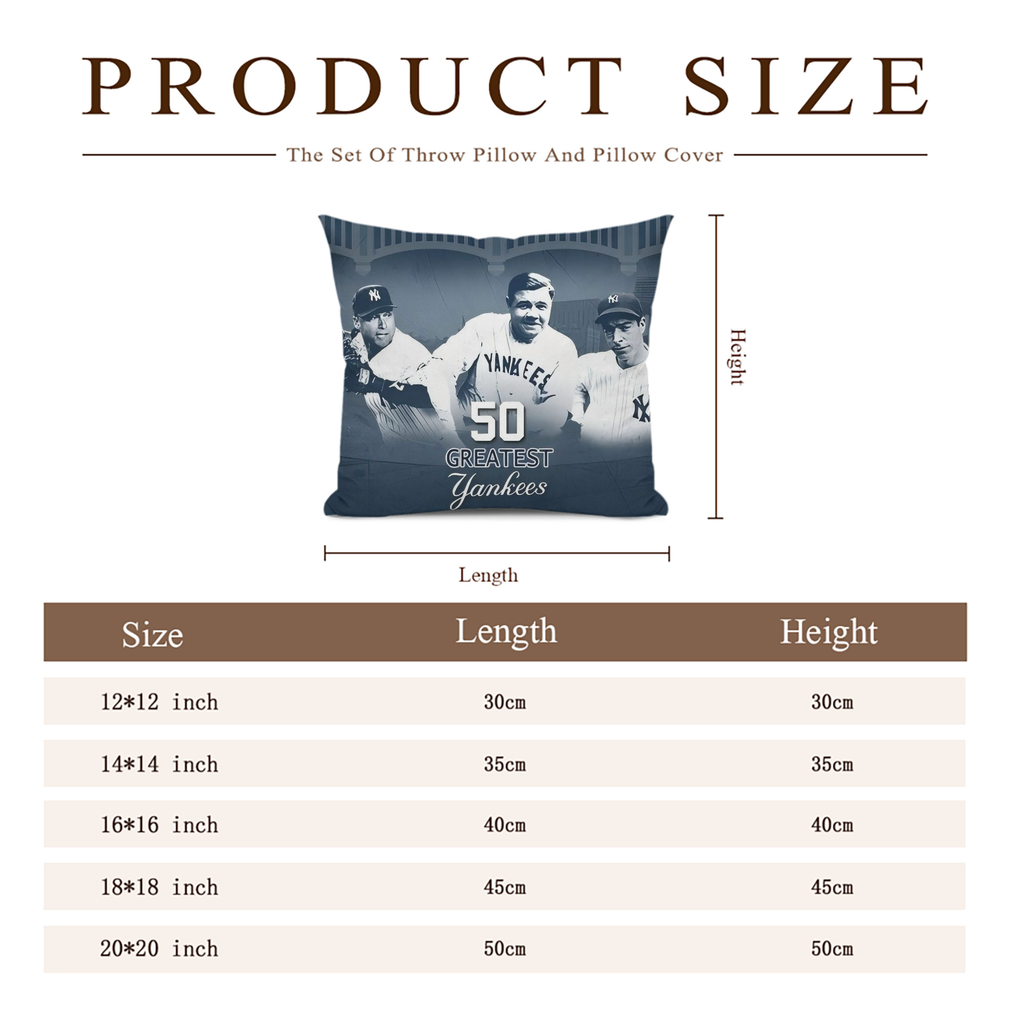 New York Yankees 351 Soft Polyester Pillow Cover With Insert – Double-Sided Design, Invisible Zipper, Durable & Breathable – Easy Care Cushion Set