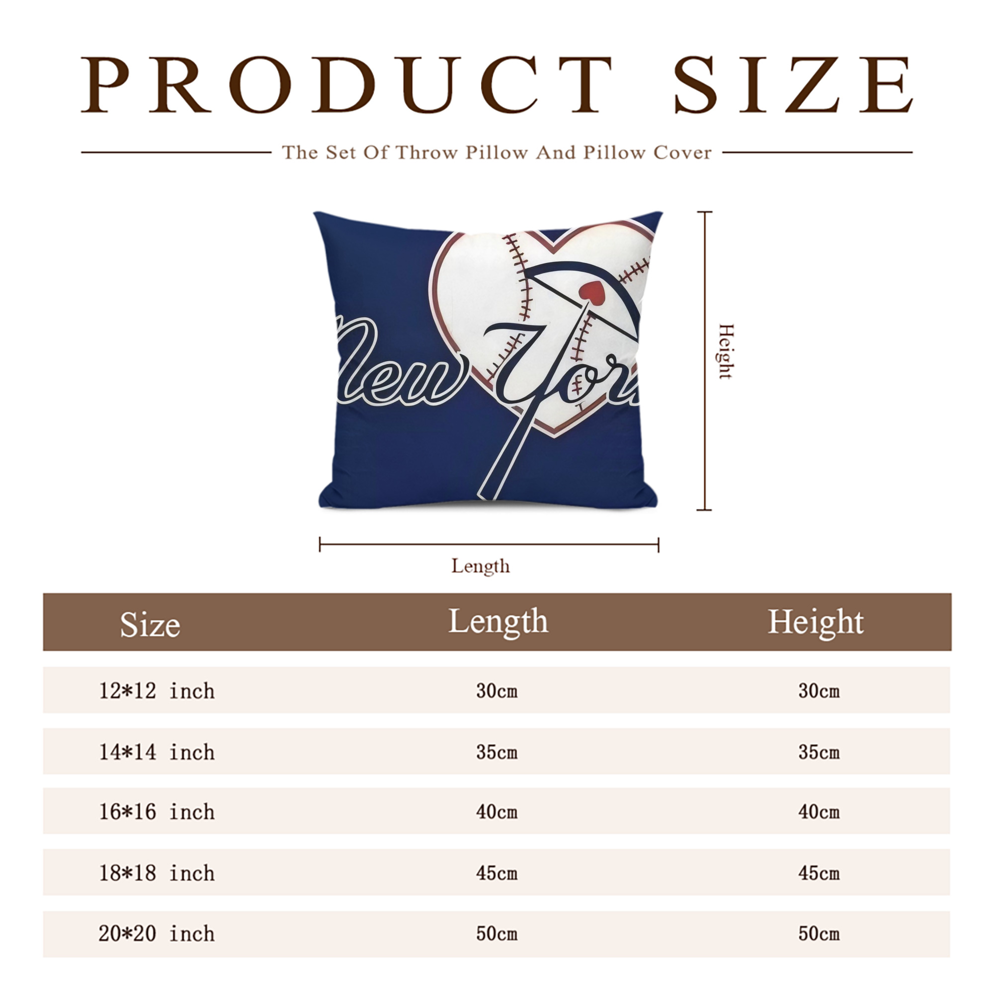 New York Yankees 354 Soft Polyester Pillow Cover With Insert – Double-Sided Design, Invisible Zipper, Durable & Breathable – Easy Care Cushion Set